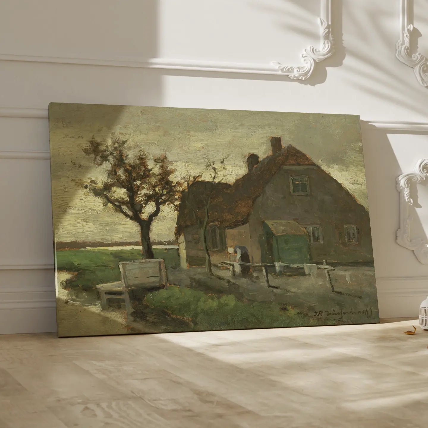 Boerenhuis aan een vaart by Johan Hendrik Weissenbruch