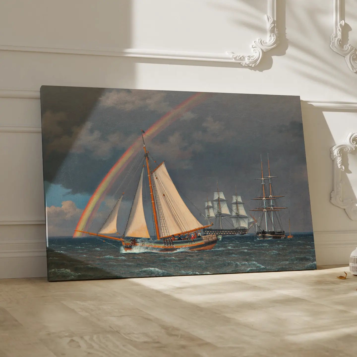 Rainbow at Sea and a Crossing Hunt with other Ships (1836) by Christoffer Wilhelm Eckersberg