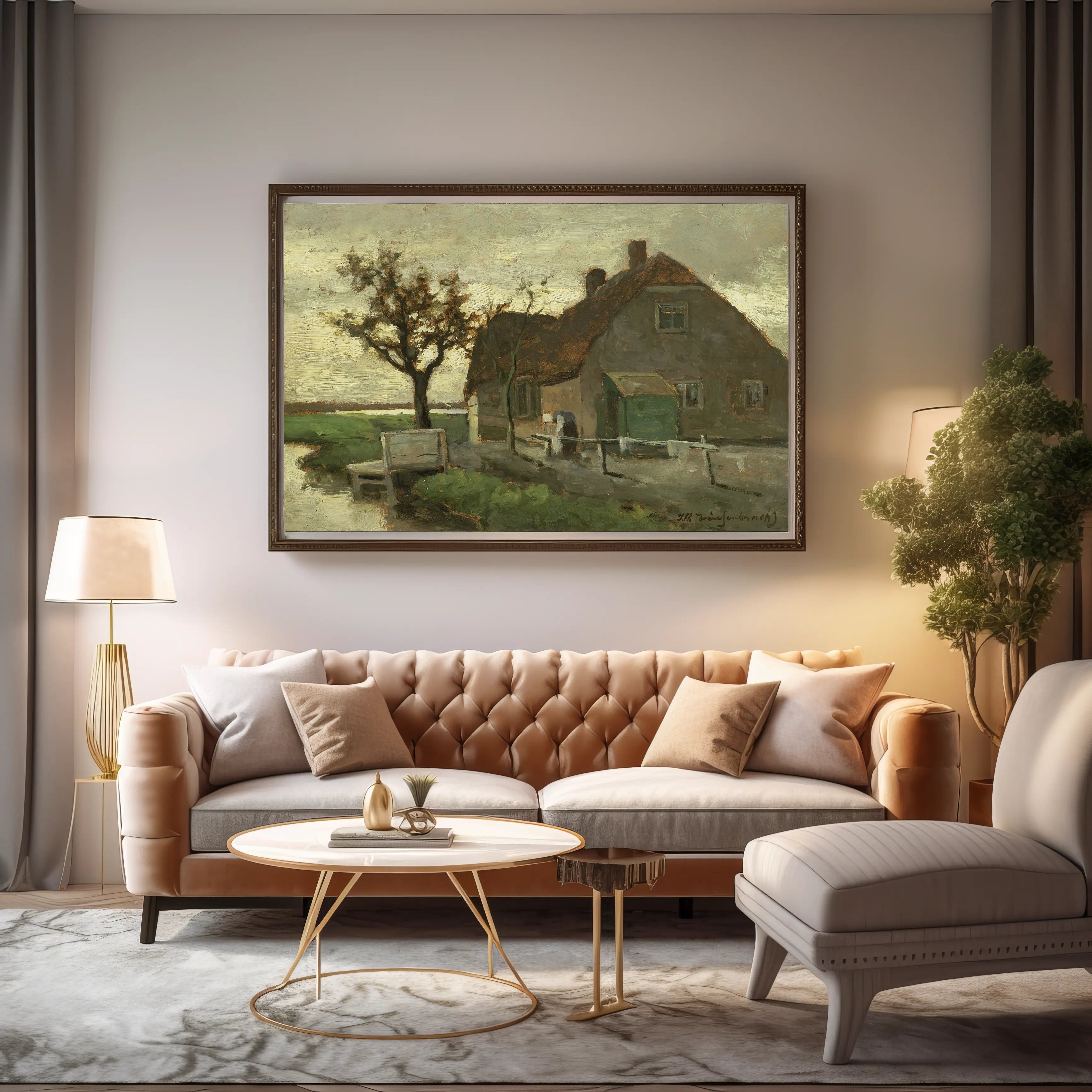 Boerenhuis aan een vaart by Johan Hendrik Weissenbruch