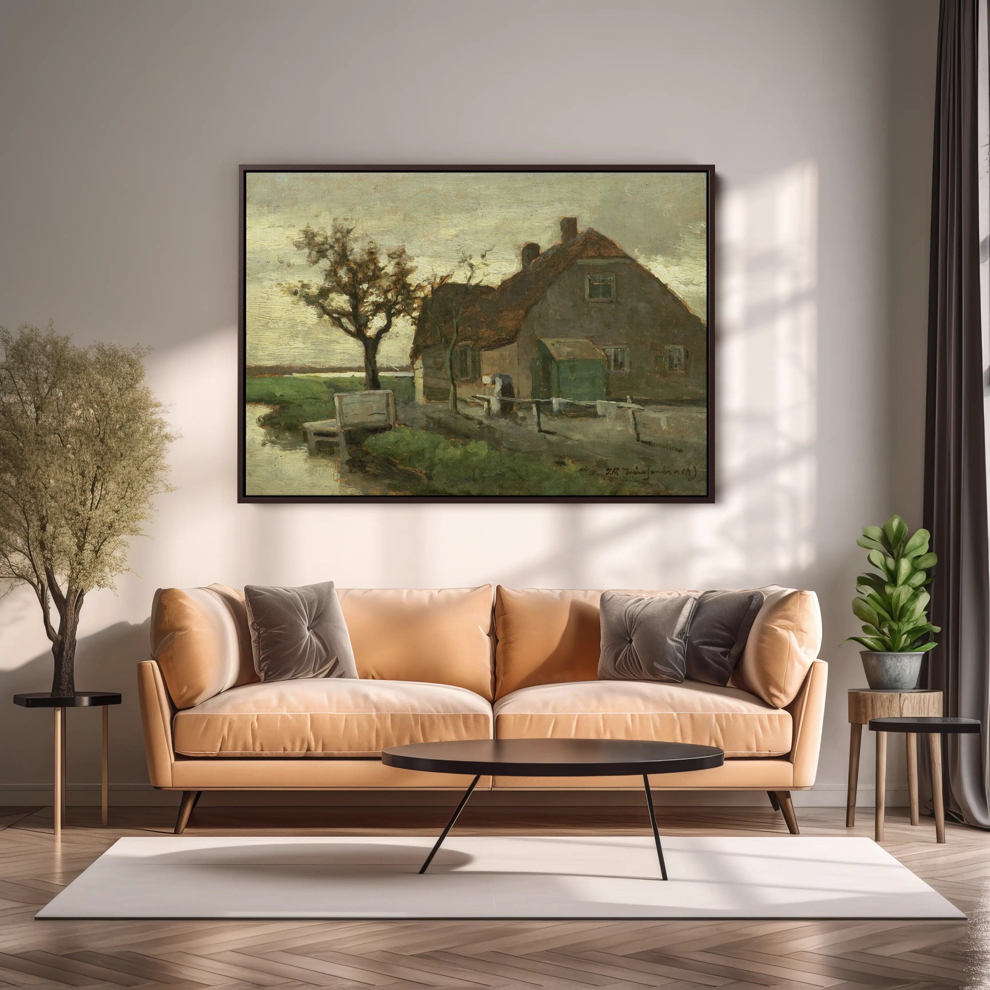Boerenhuis aan een vaart by Johan Hendrik Weissenbruch
