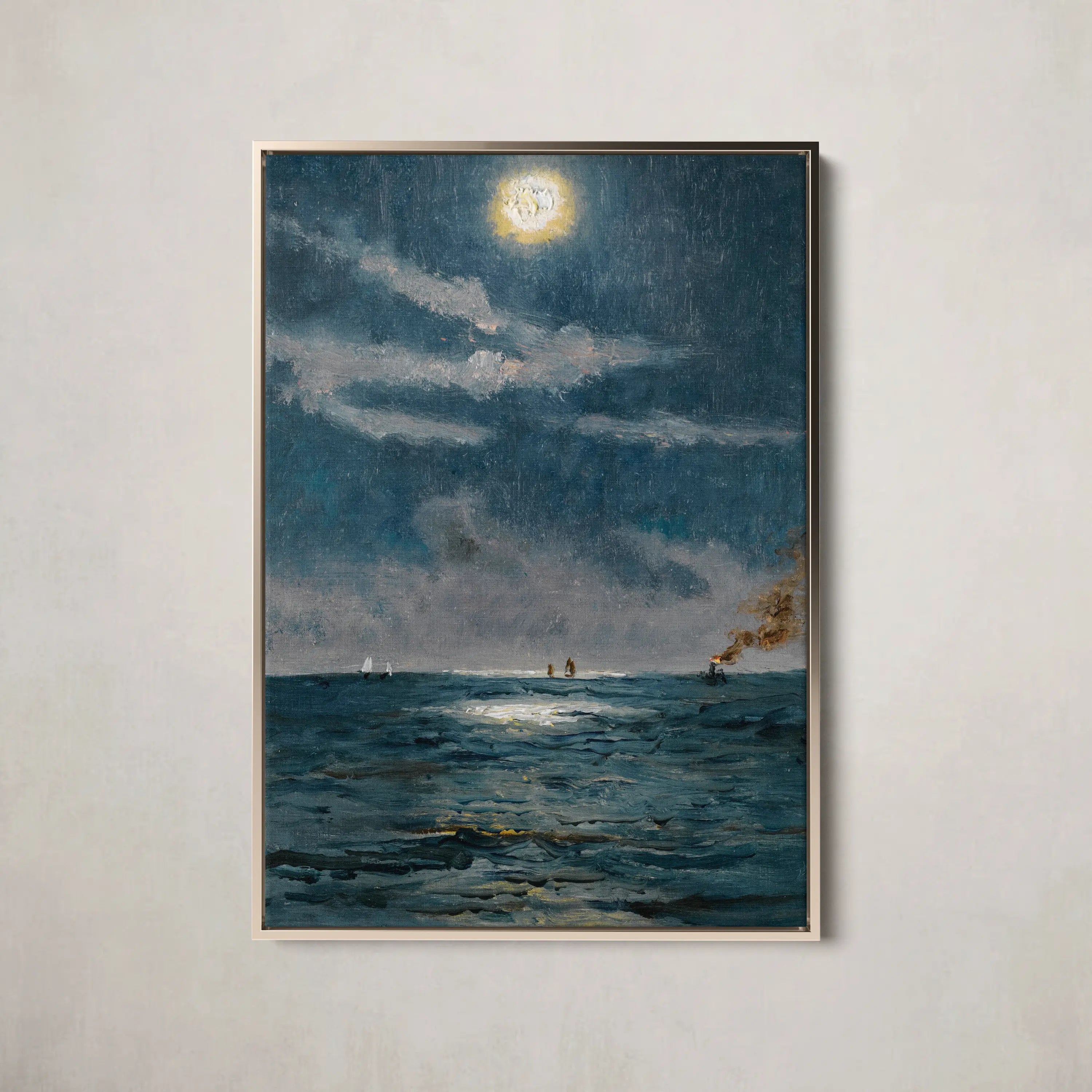 A Calm Moonlit Marine Scene by Alfred Stevens