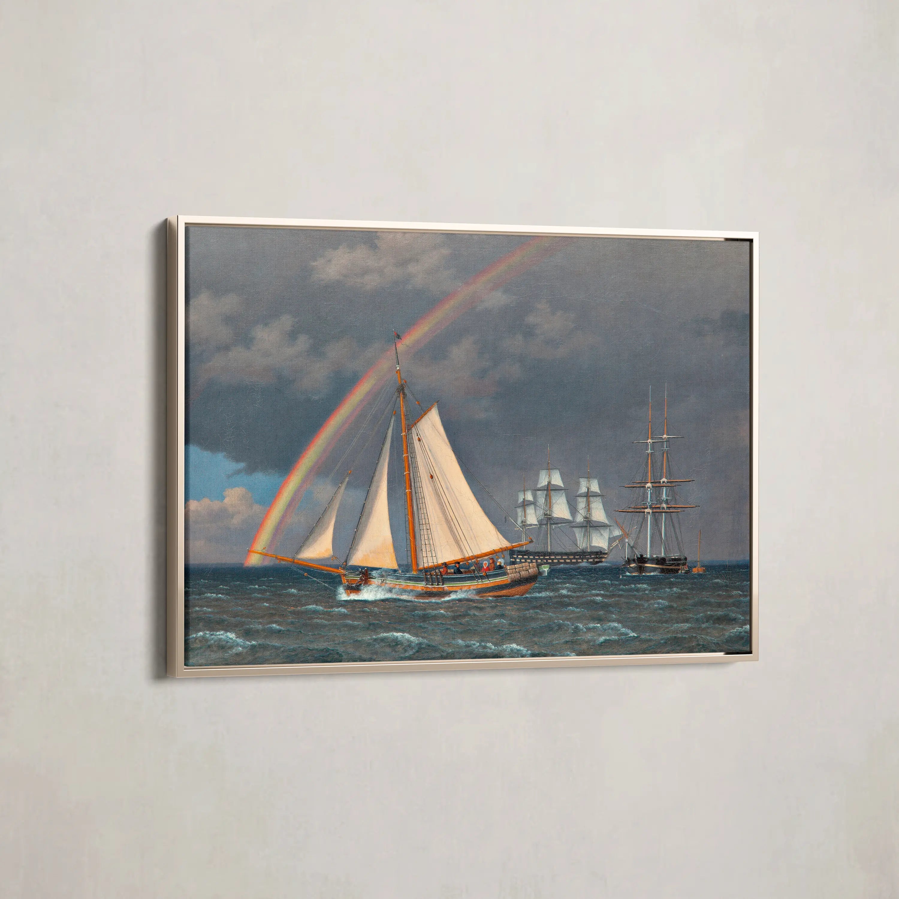 Rainbow at Sea and a Crossing Hunt with other Ships (1836) by Christoffer Wilhelm Eckersberg