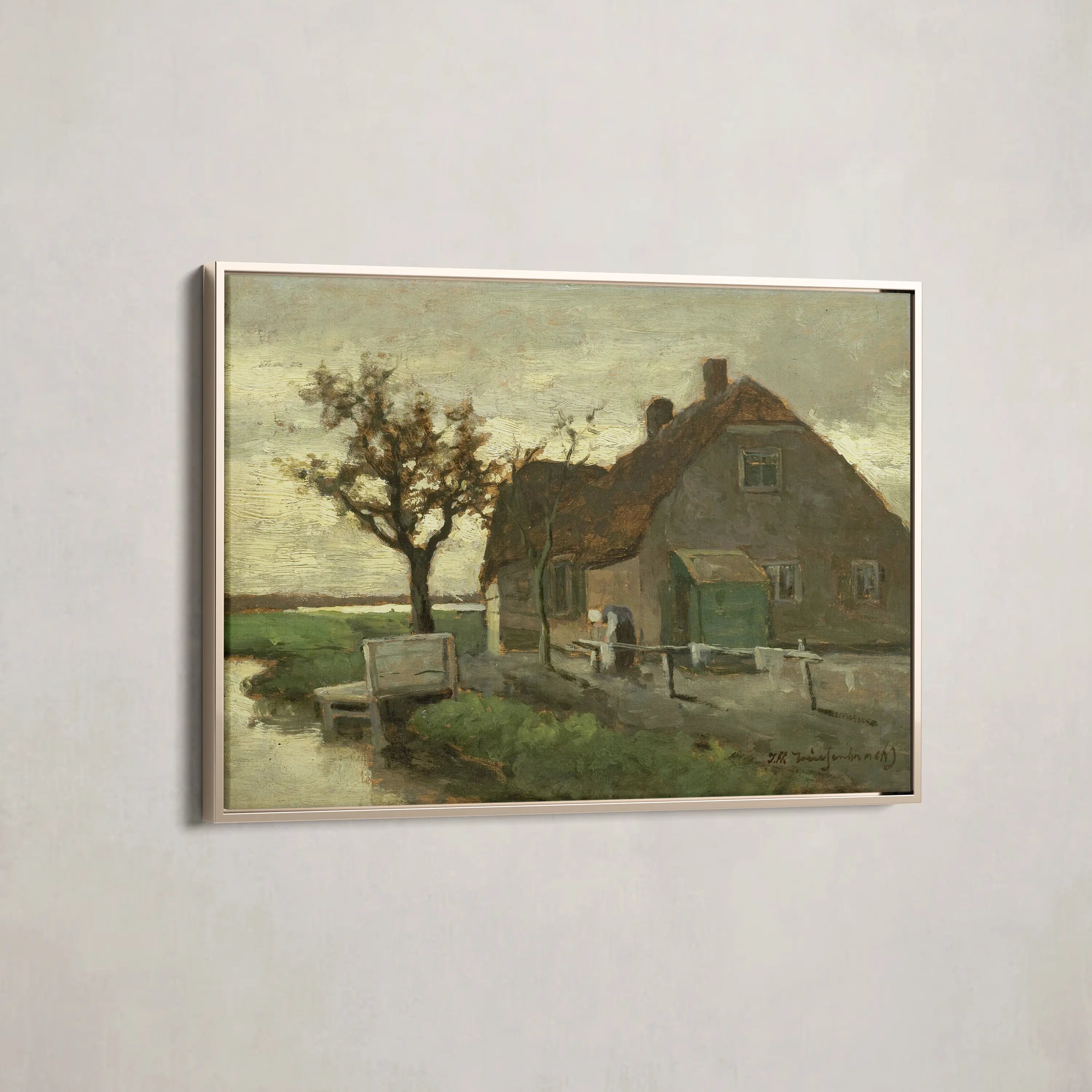 Boerenhuis aan een vaart by Johan Hendrik Weissenbruch