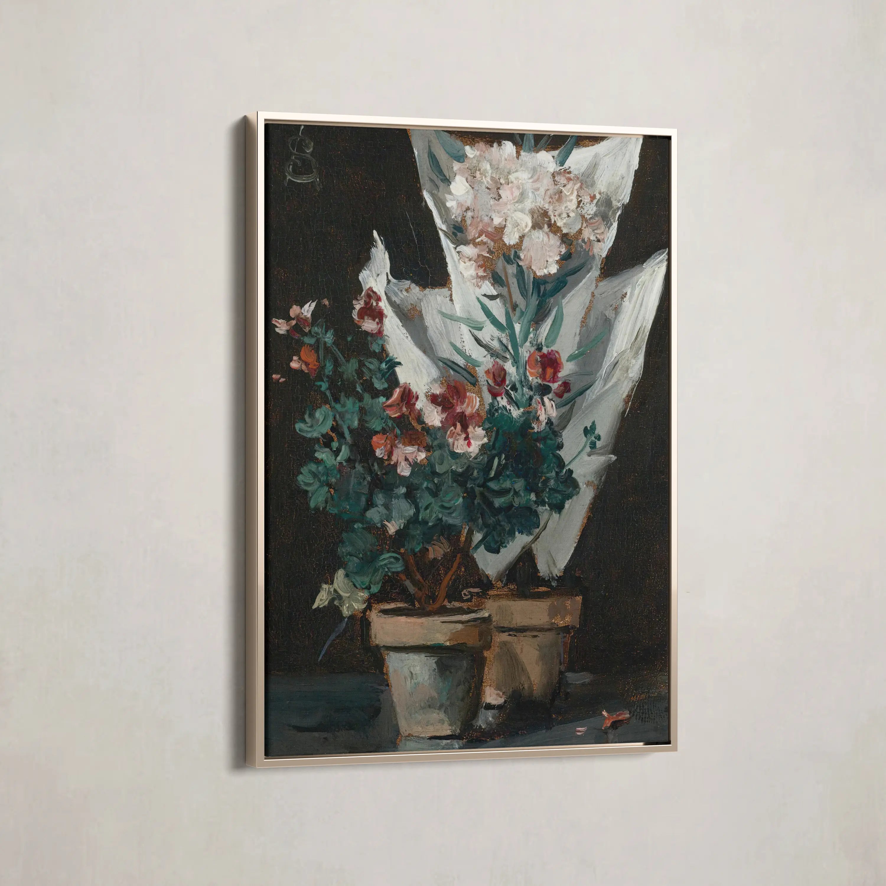 Still life with potted geraniums Alfred Stevens