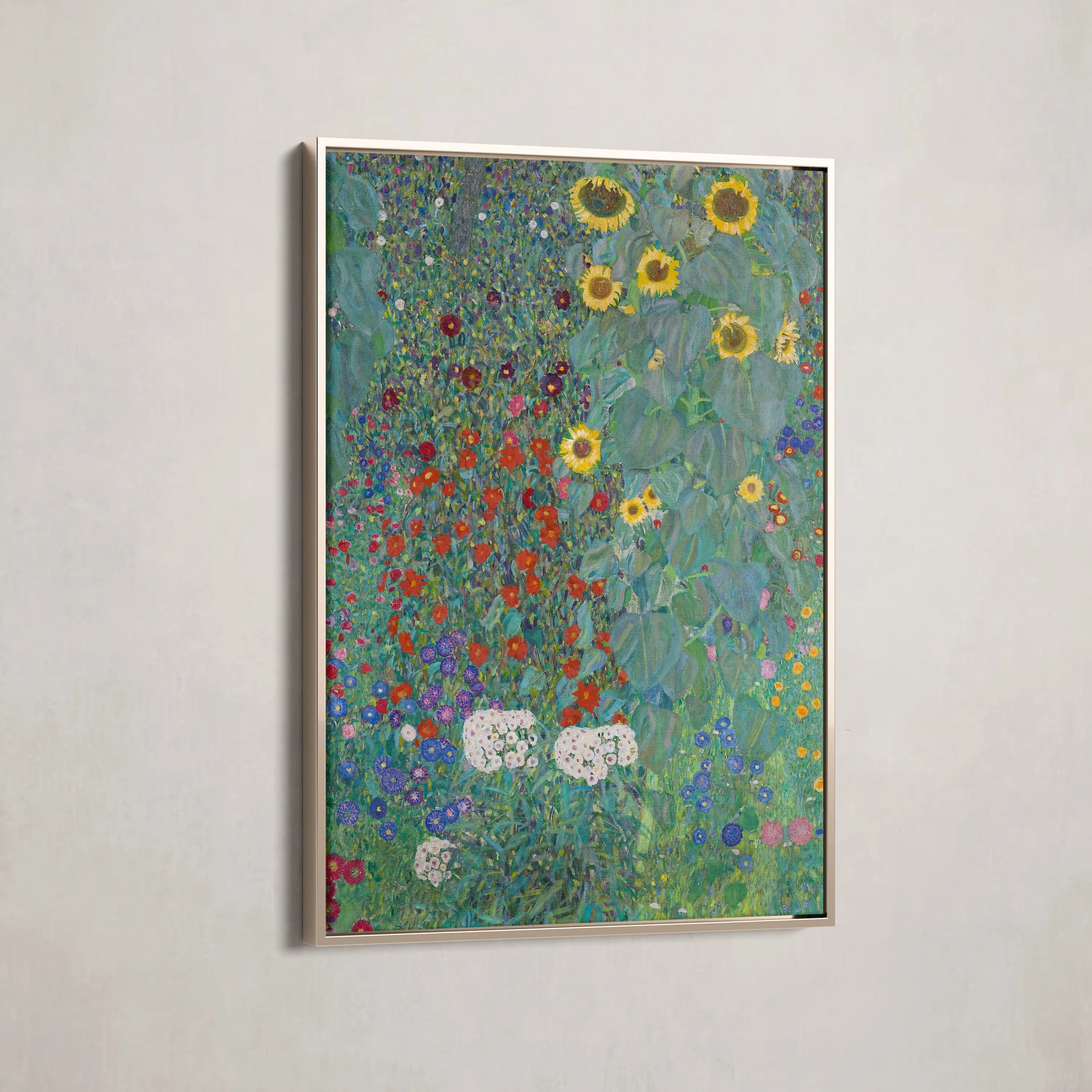 Cottage garden with sunflowers (1907) by Gustav Klimt