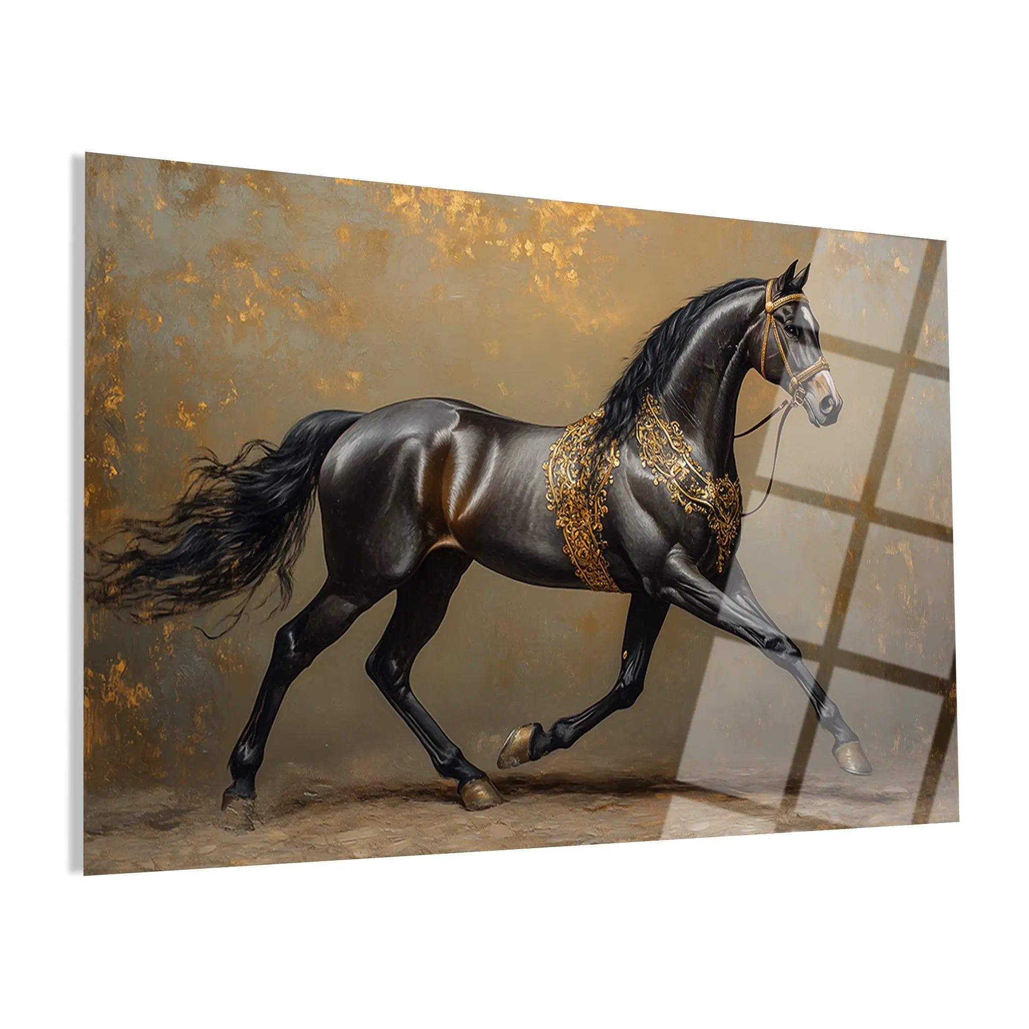 Horses Glass Wall Art GAD009-H 90 x 60 cm