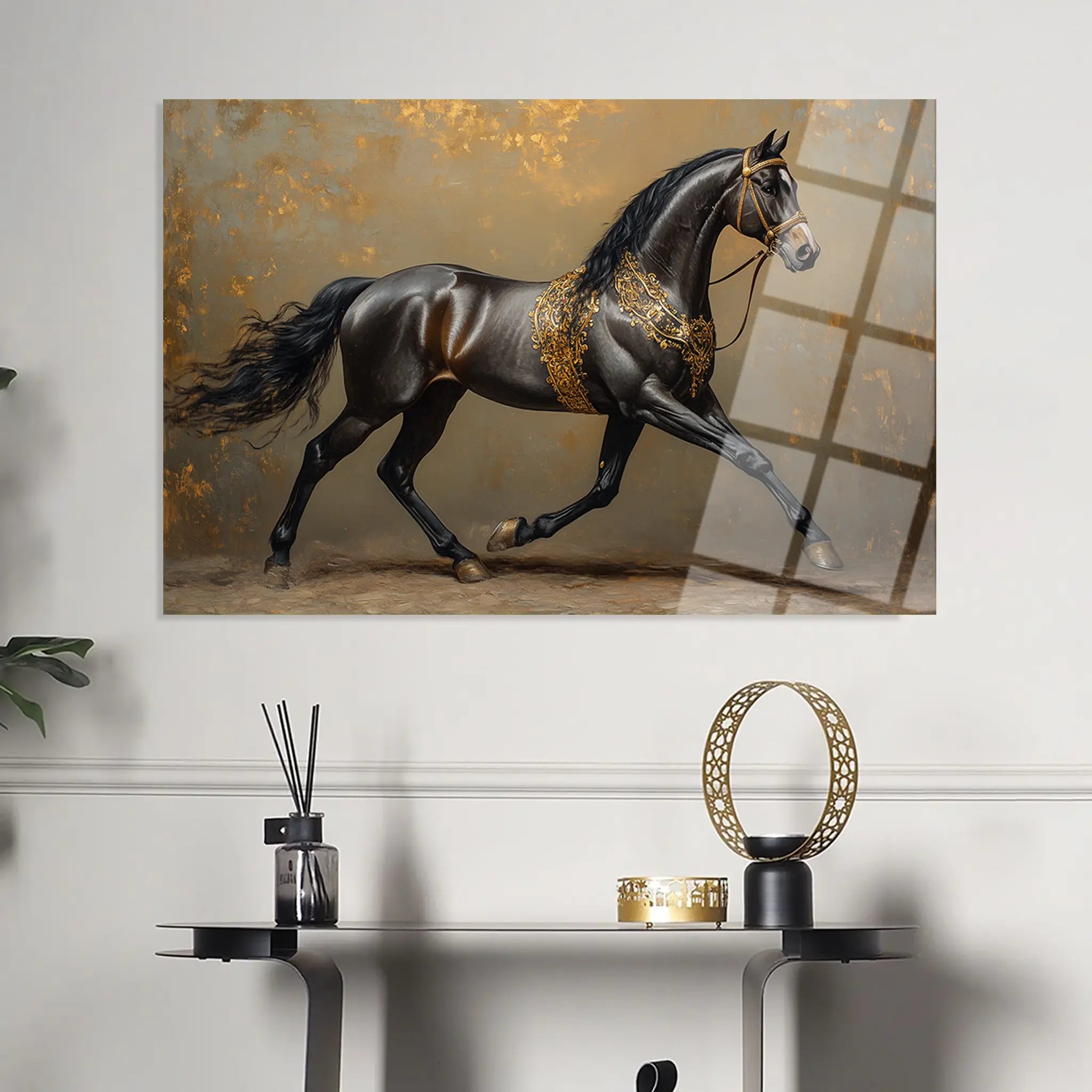 Horses Glass Wall Art GAD009-H 90 x 60 cm