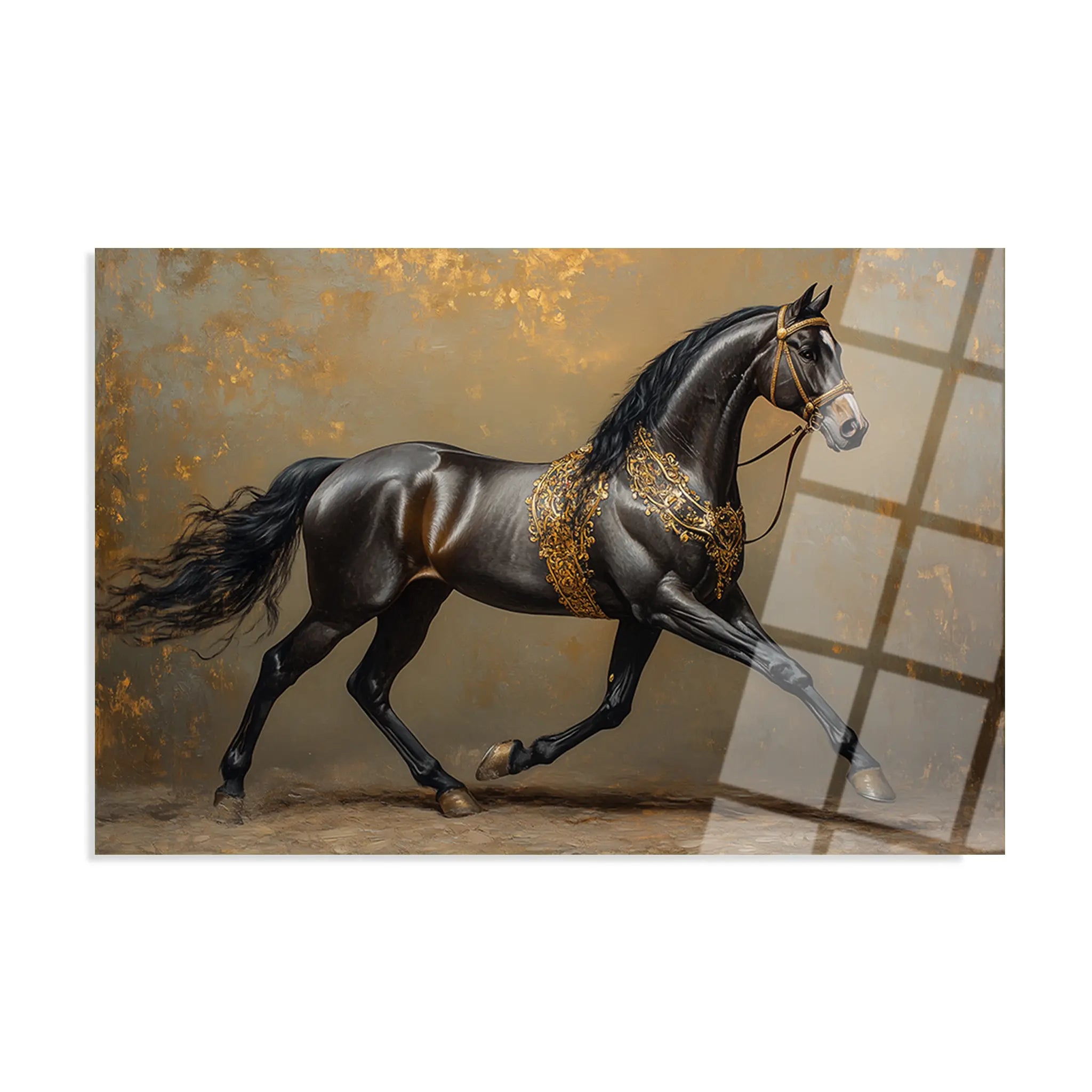 Horses Glass Wall Art GAD009-H 90 x 60 cm