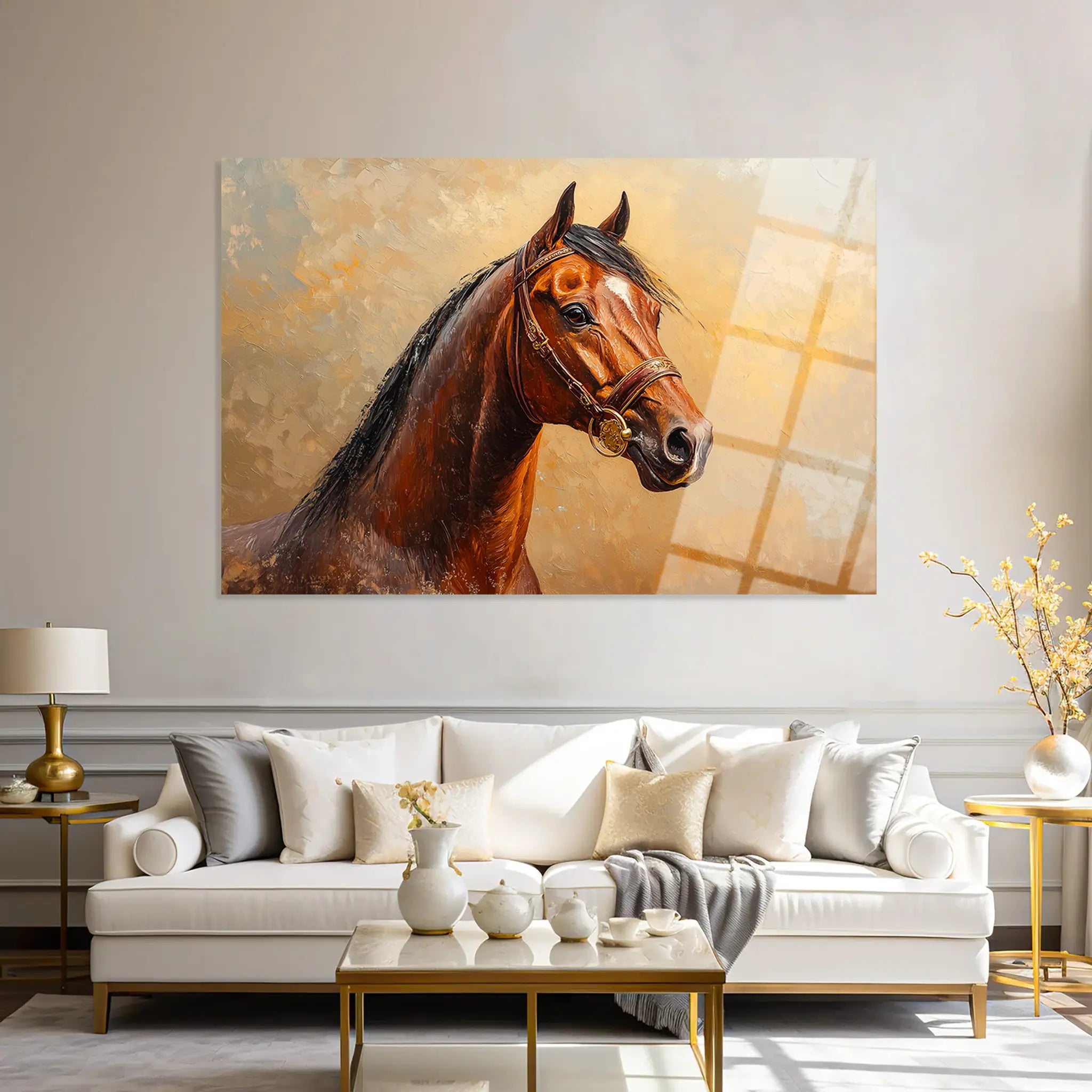 Horses Glass Wall Art GAD066-H 90 x 60 cm
