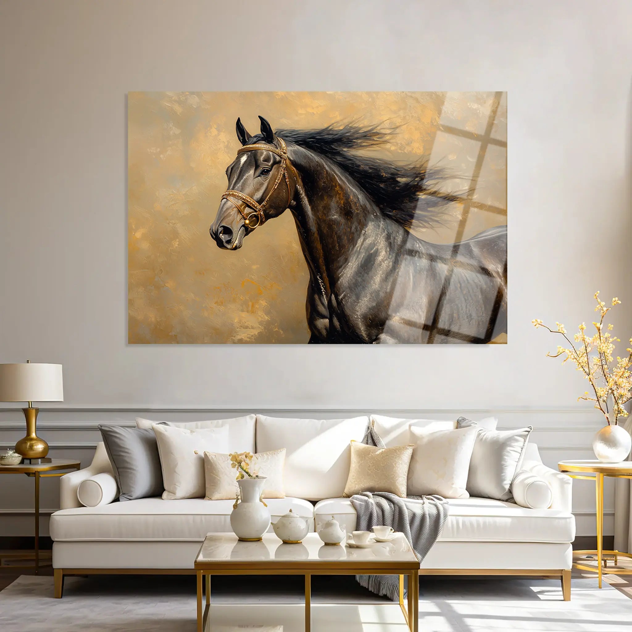 Horses Glass Wall Art GAD071-H 90 x 60 cm