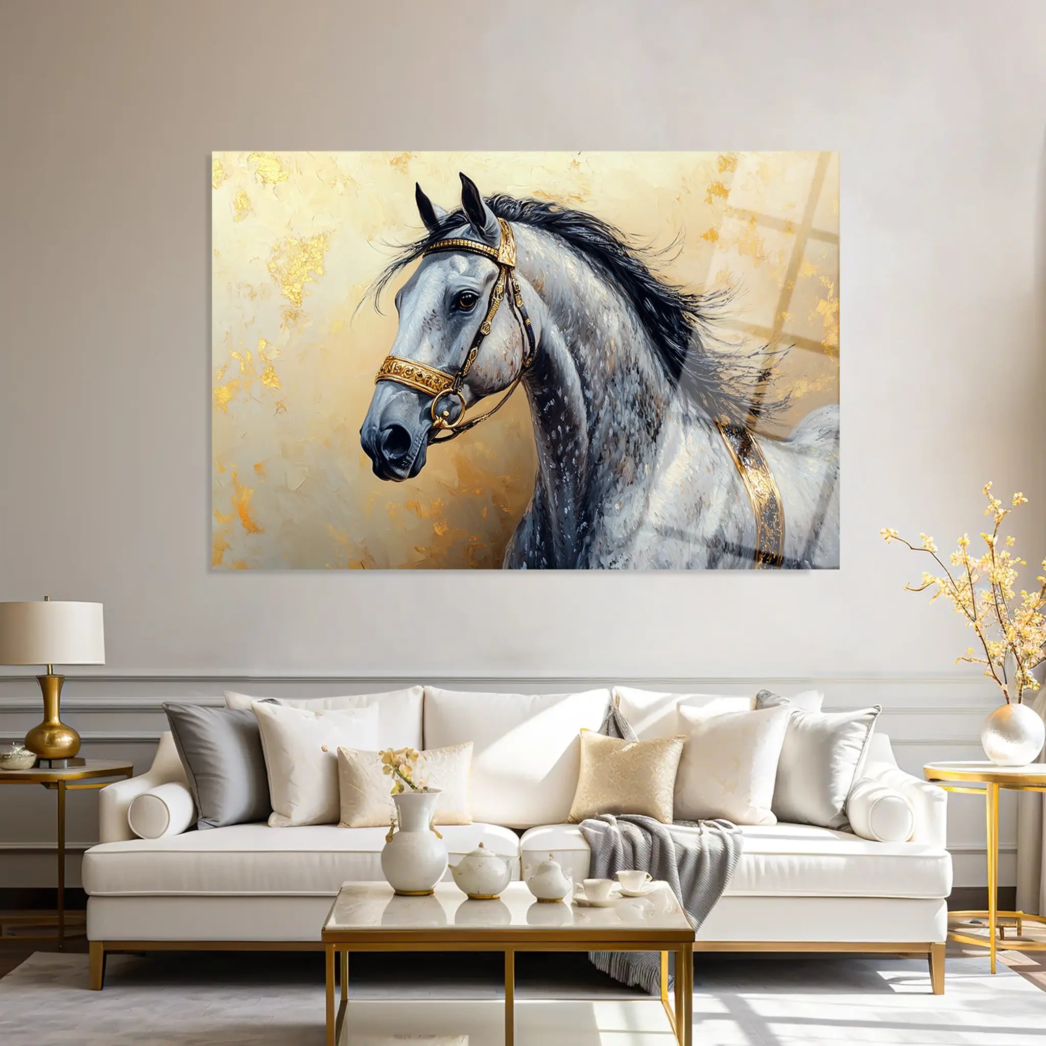 Horses Glass Wall Art GAD095-H 90 x 60 cm