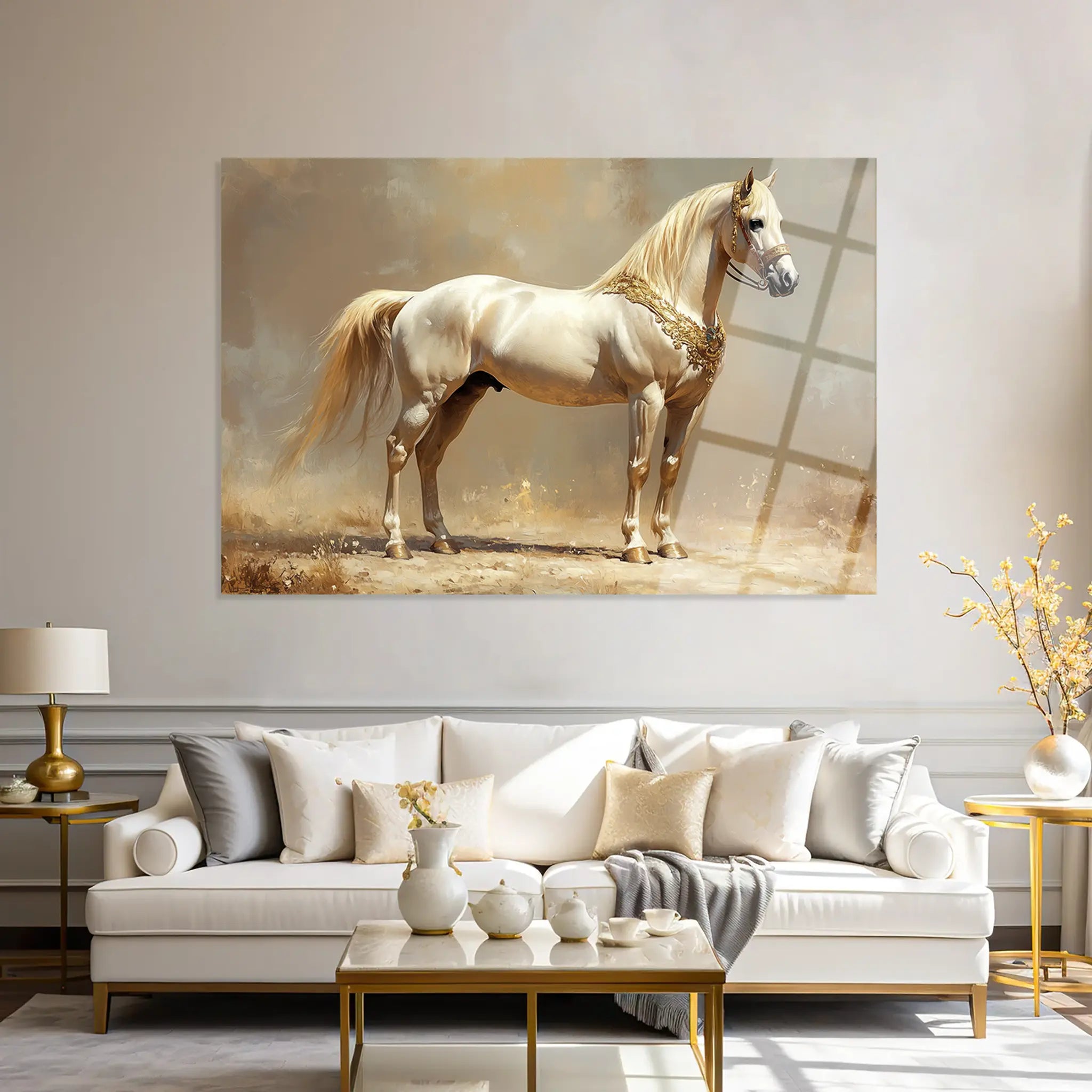 Horses Glass Wall Art GAD098-H 90 x 60 cm
