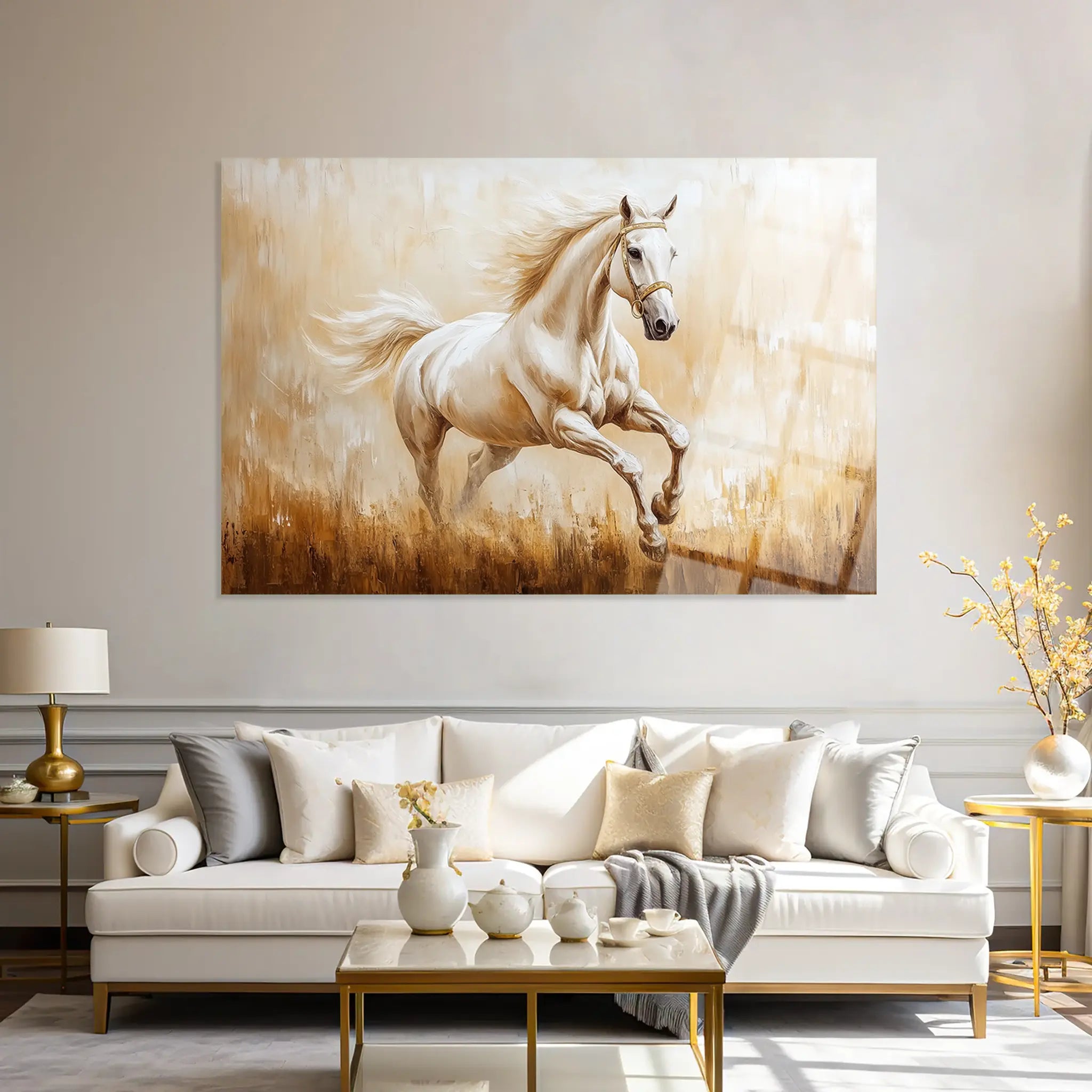 Horses Glass Wall Art GAD104-H 90 x 60 cm
