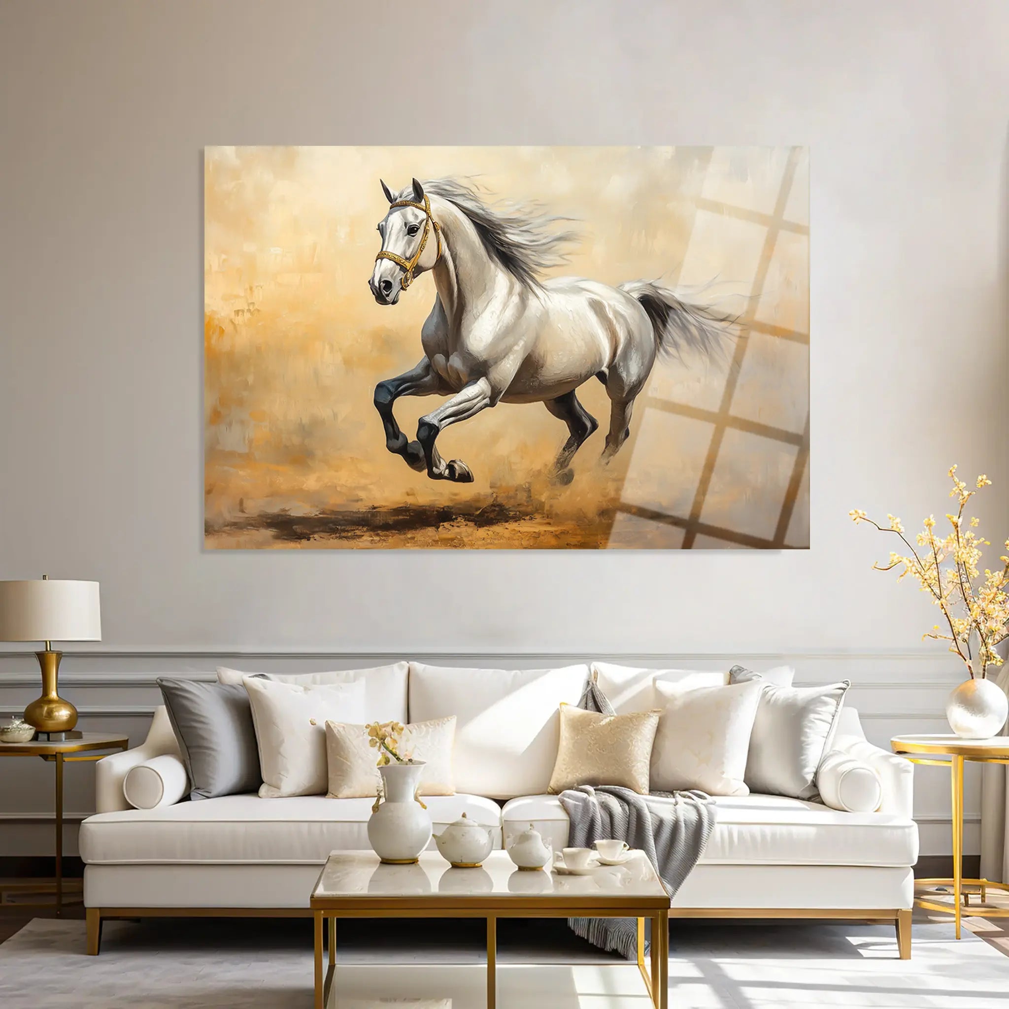 Horses Glass Wall Art GAD108-H 90 x 60 cm