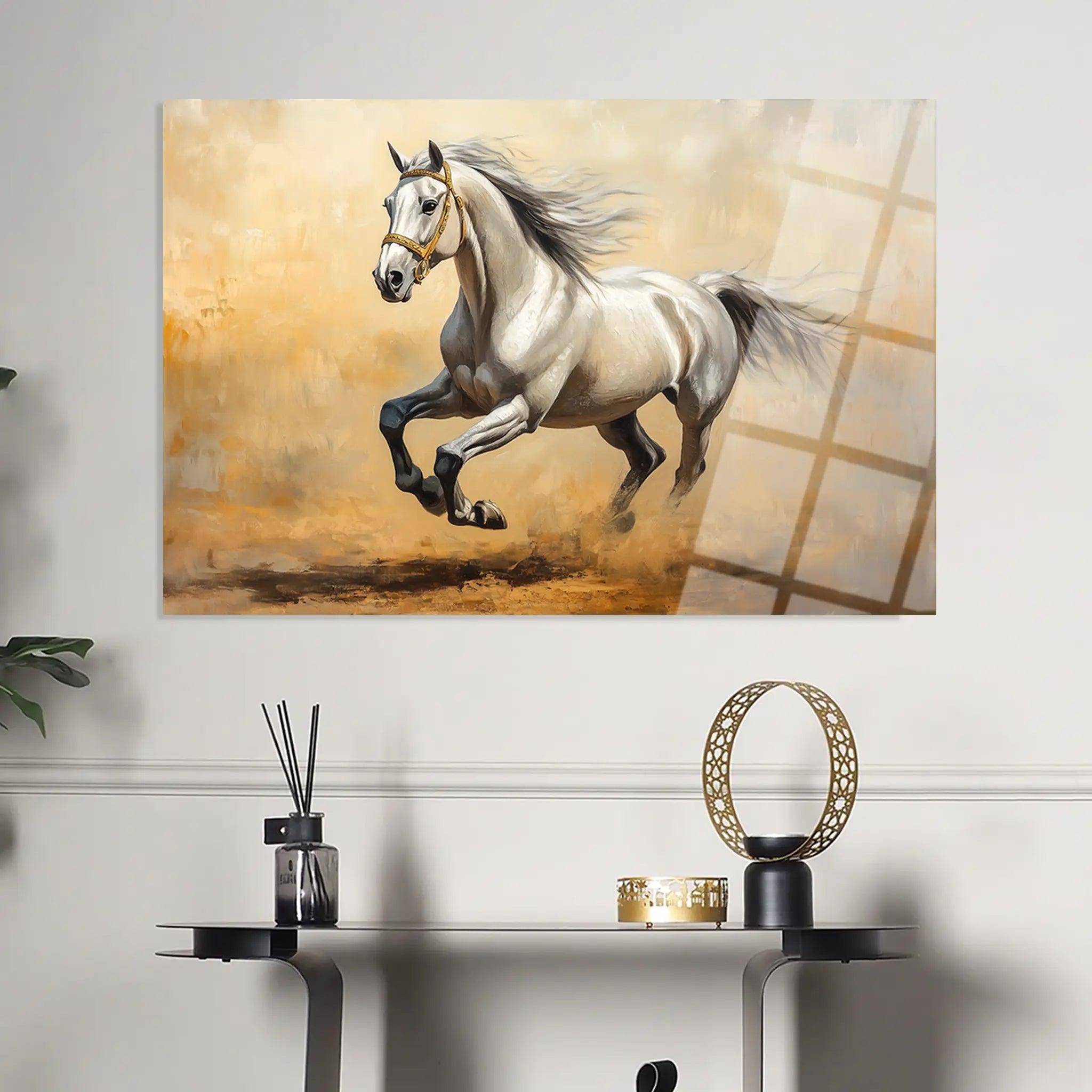 Horses Glass Wall Art GAD108-H 90 x 60 cm