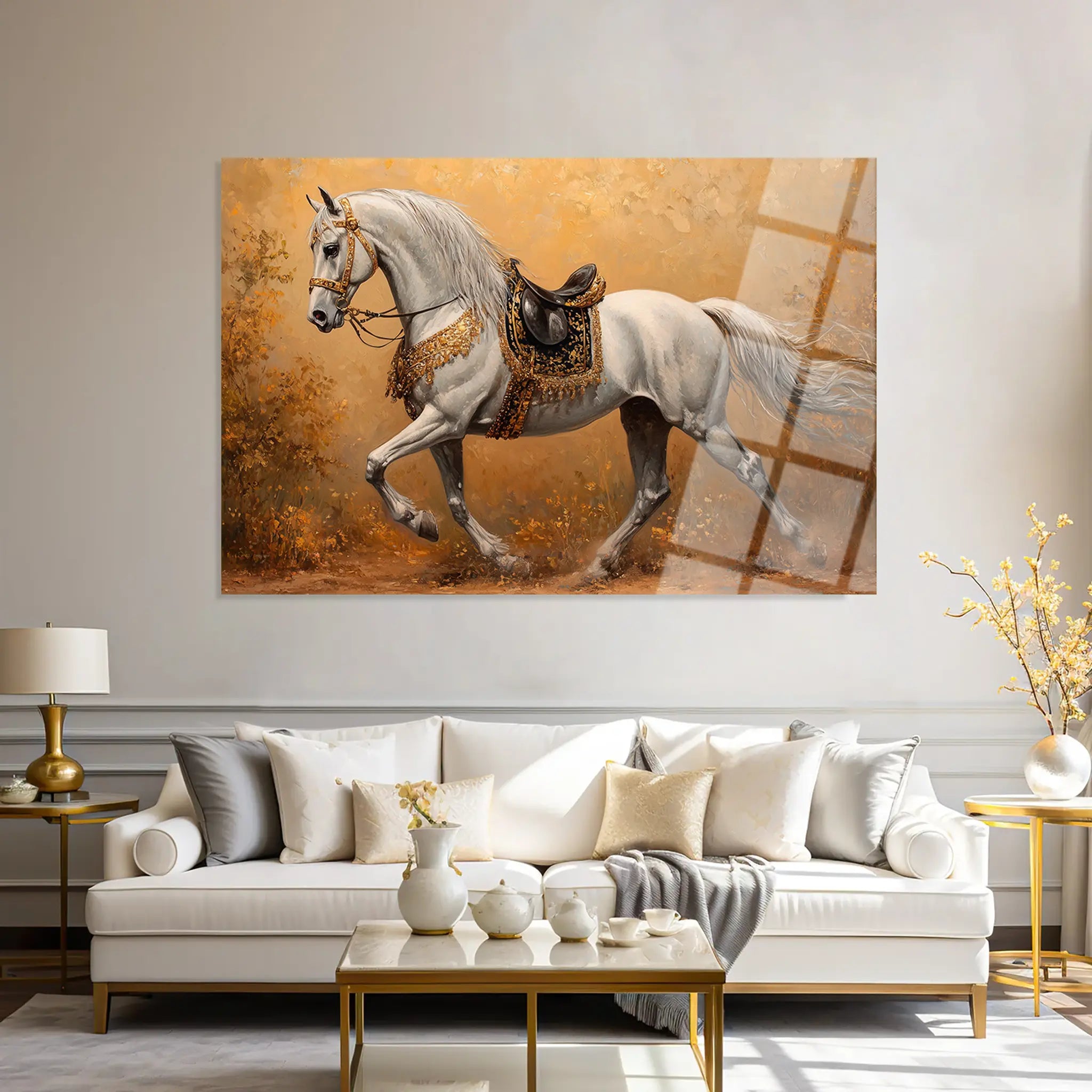 Horses Glass Wall Art GAD111-H 90 x 60 cm