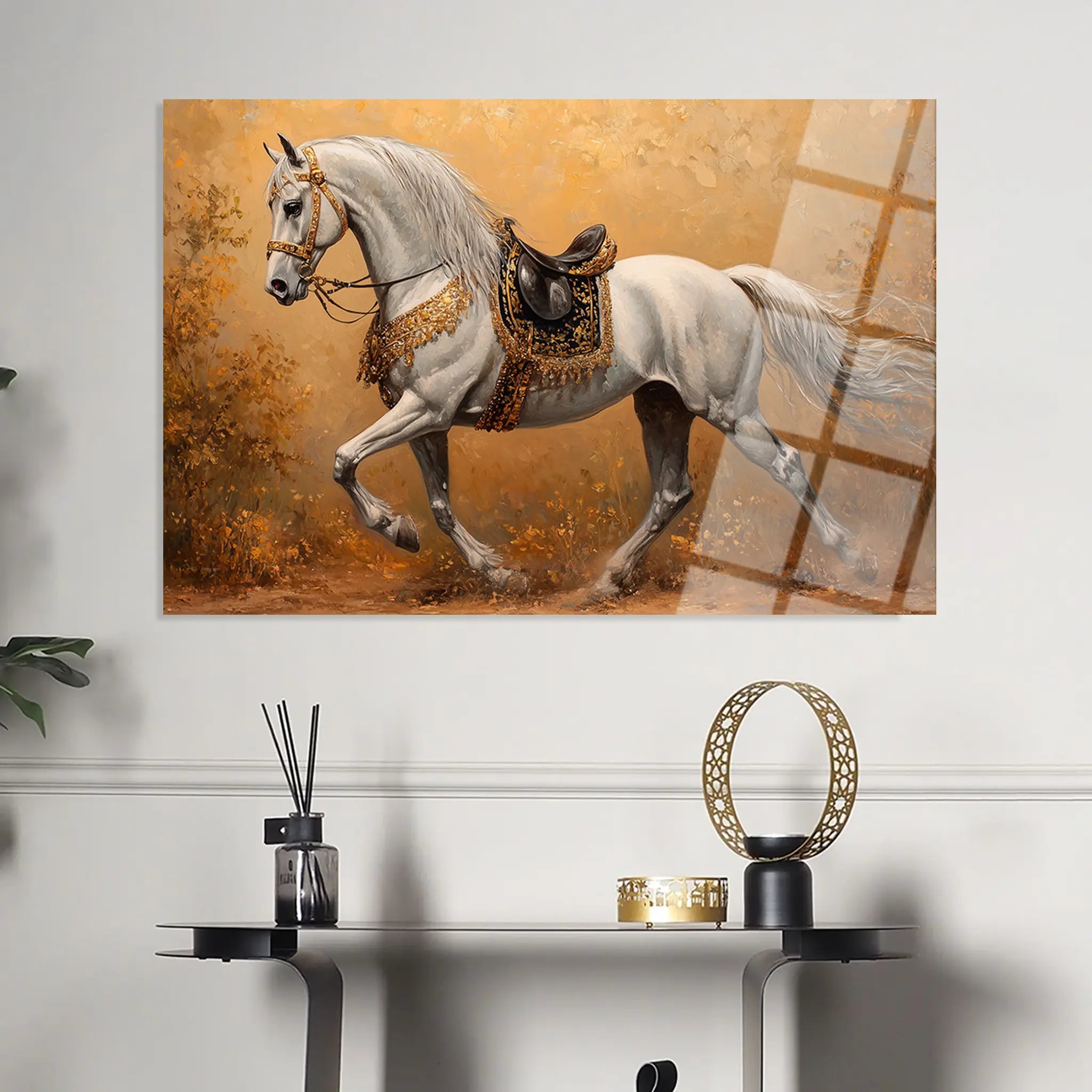 Horses Glass Wall Art GAD111-H 90 x 60 cm