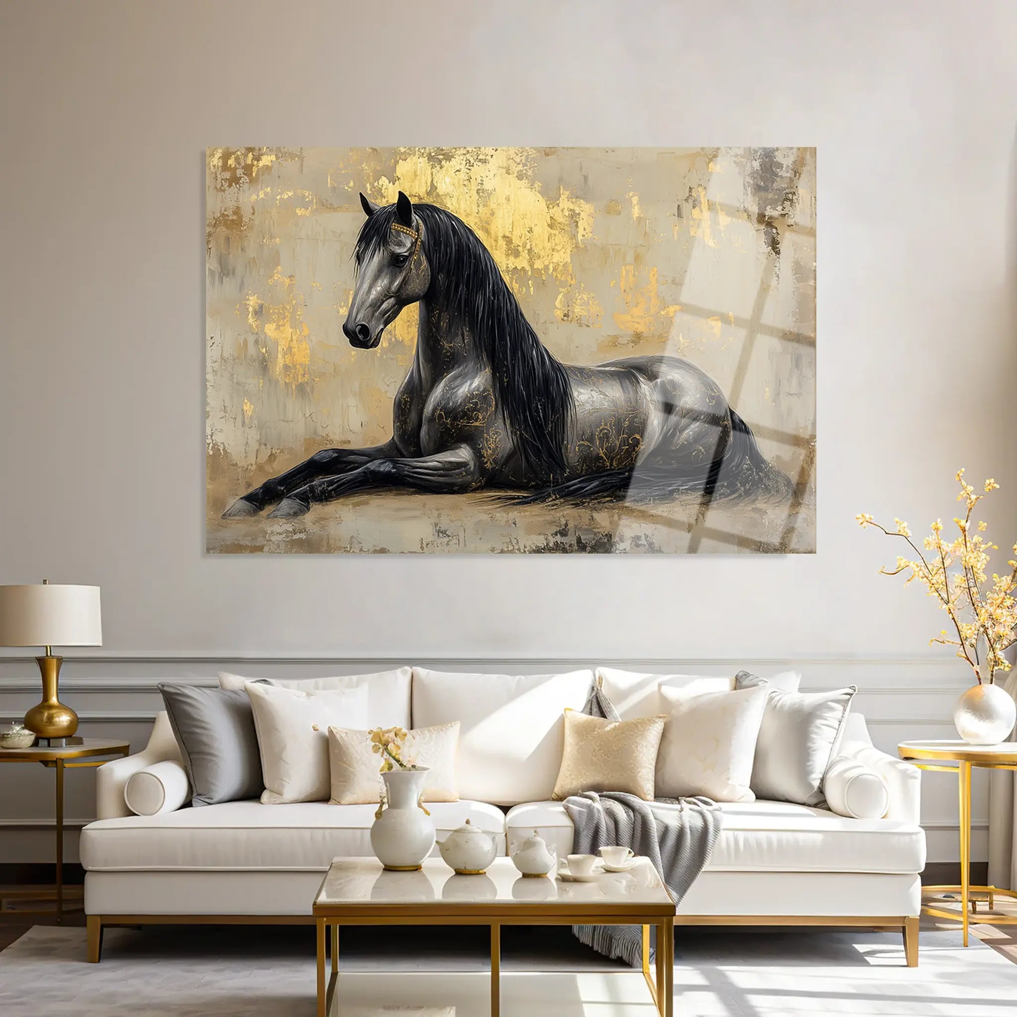Horses Glass Wall Art GAD114-H 90 x 60 cm