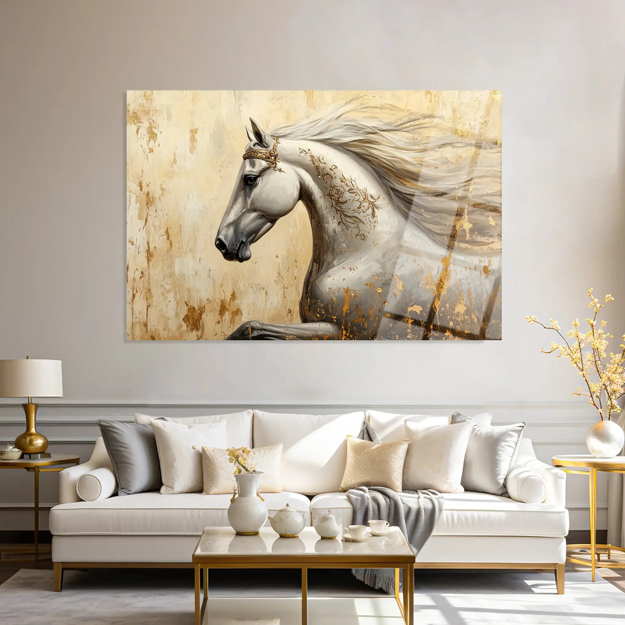 Horses Glass Wall Art GAD118-H 90 x 60 cm
