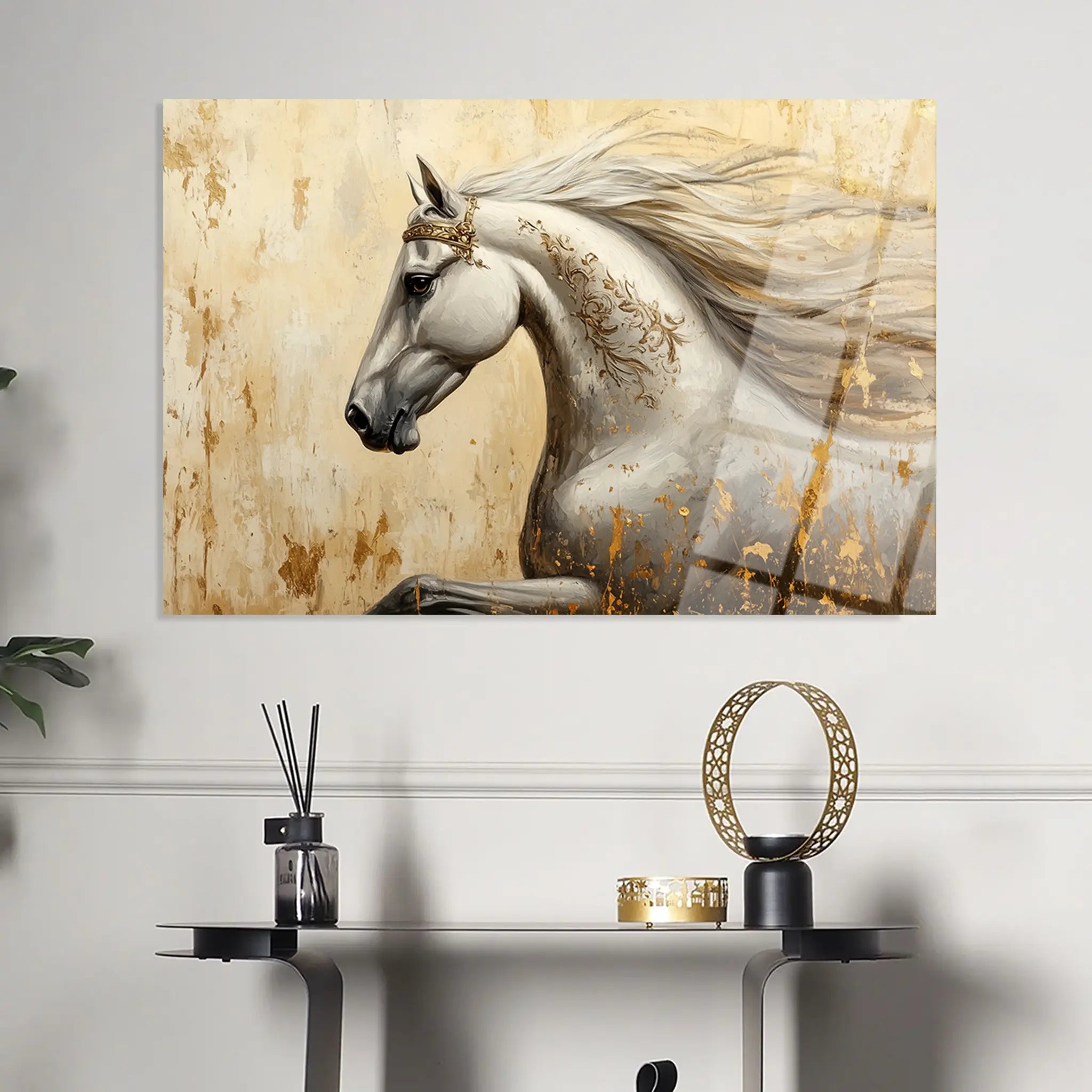 Horses Glass Wall Art GAD118-H 90 x 60 cm