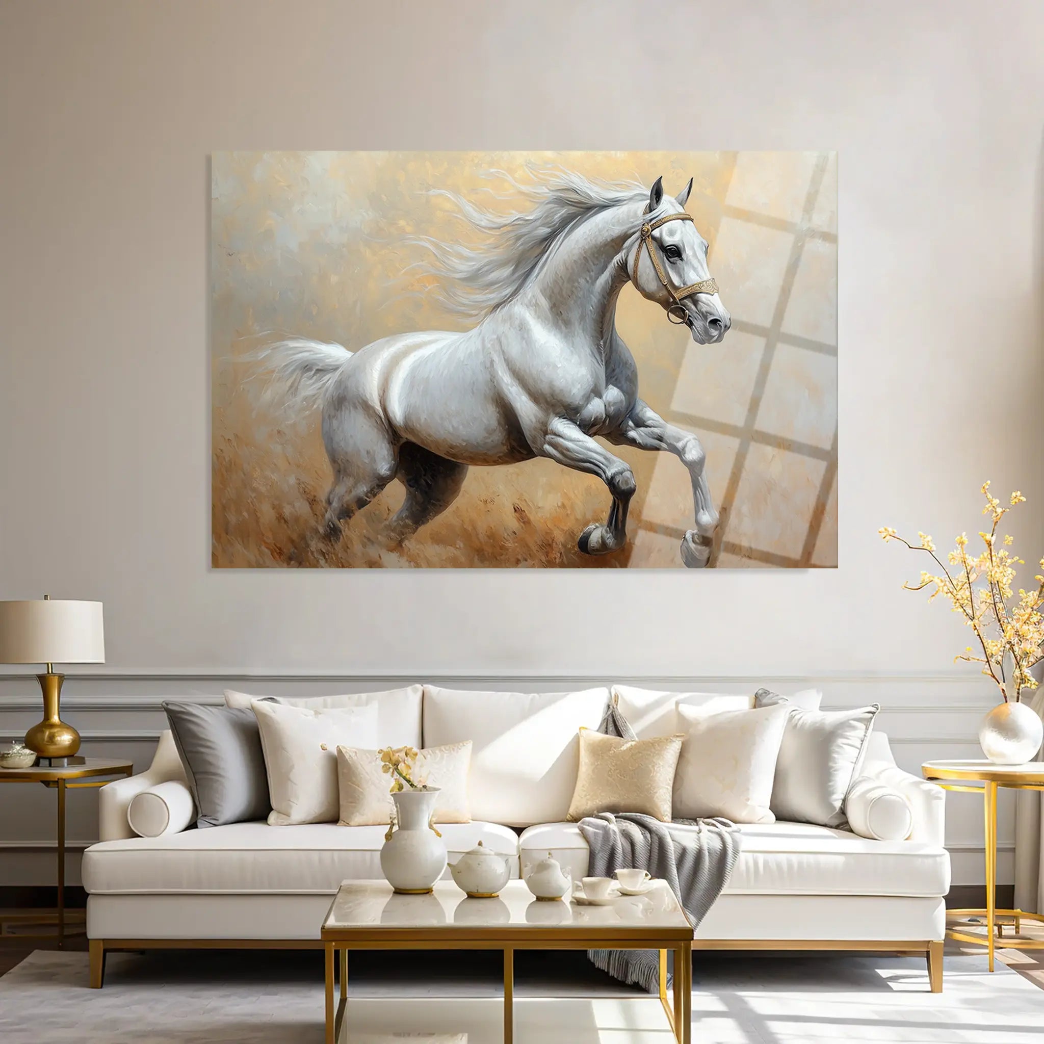Horses Glass Wall Art GAD119-H 90 x 60 cm