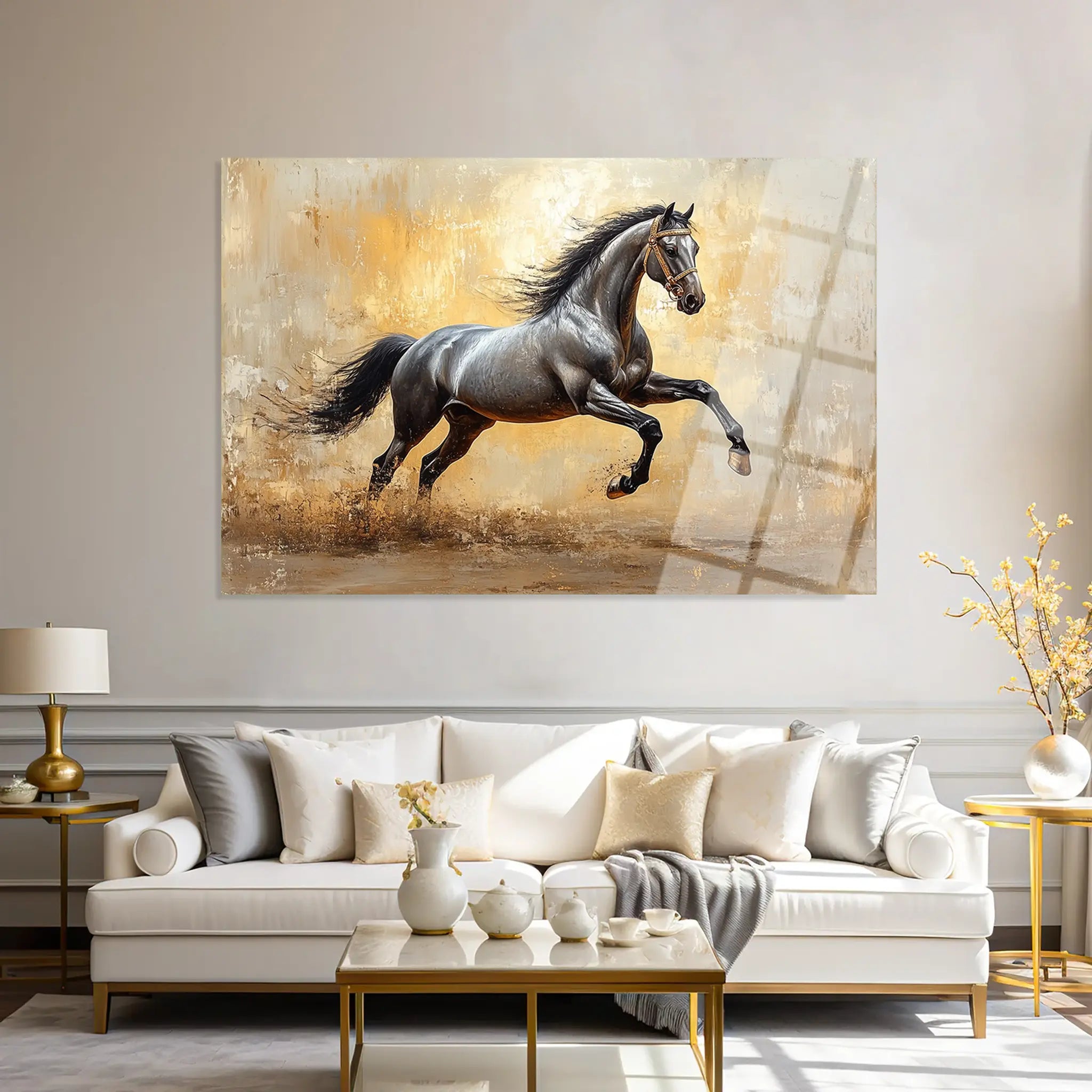Horses Glass Wall Art GAD120-H 90 x 60 cm