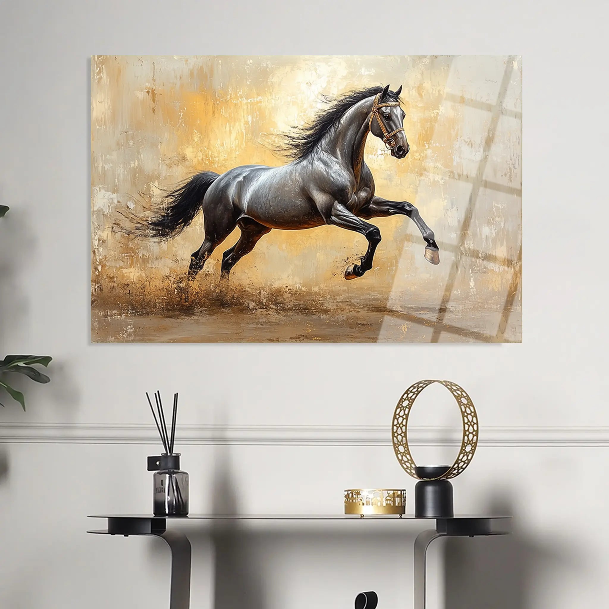 Horses Glass Wall Art GAD120-H 90 x 60 cm