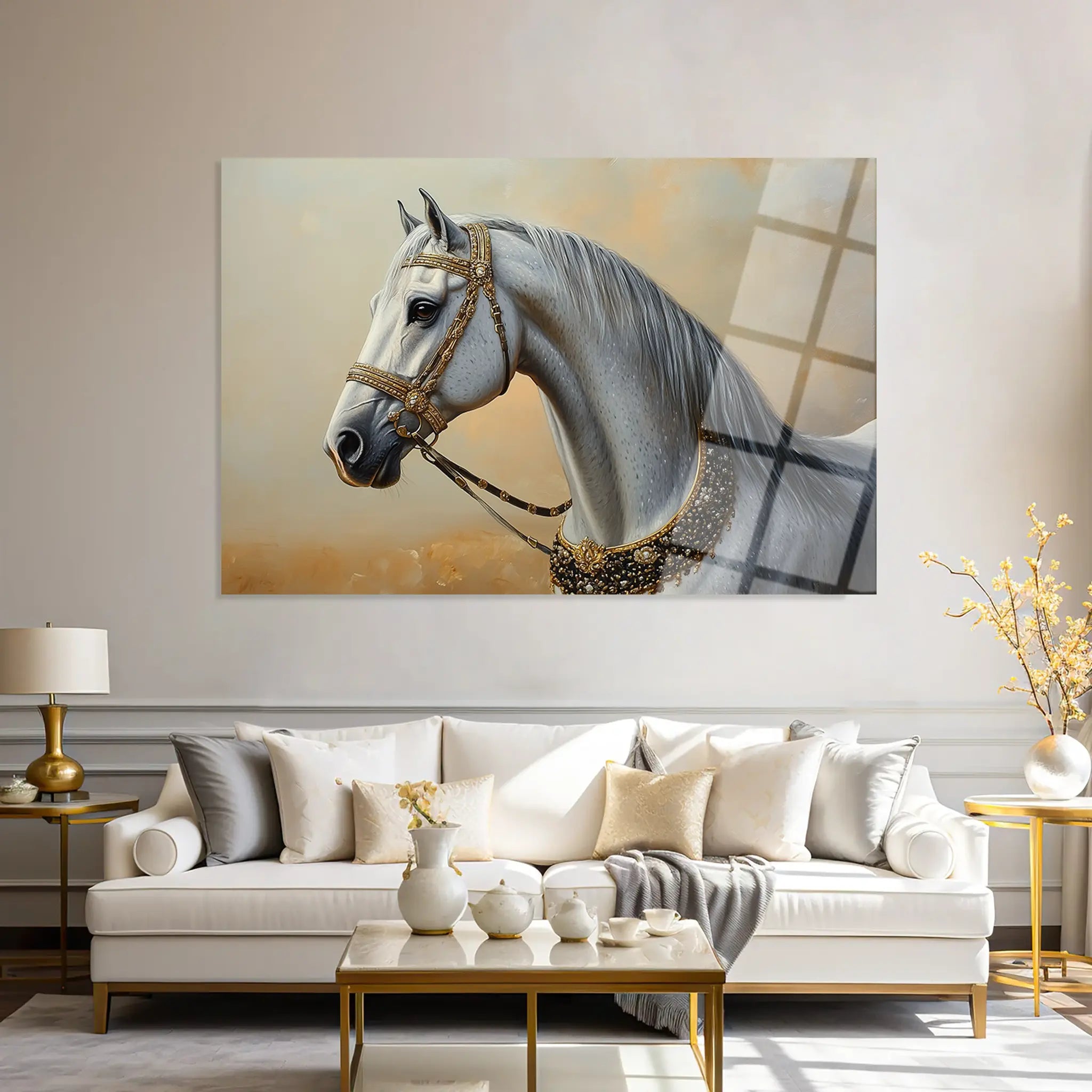 Horses Glass Wall Art GAD124-H 90 x 60 cm
