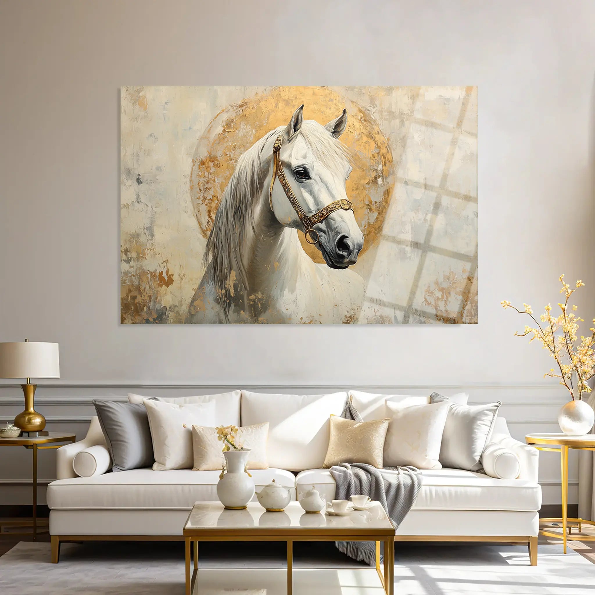 Horses Glass Wall Art GAD127-H 90 x 60 cm