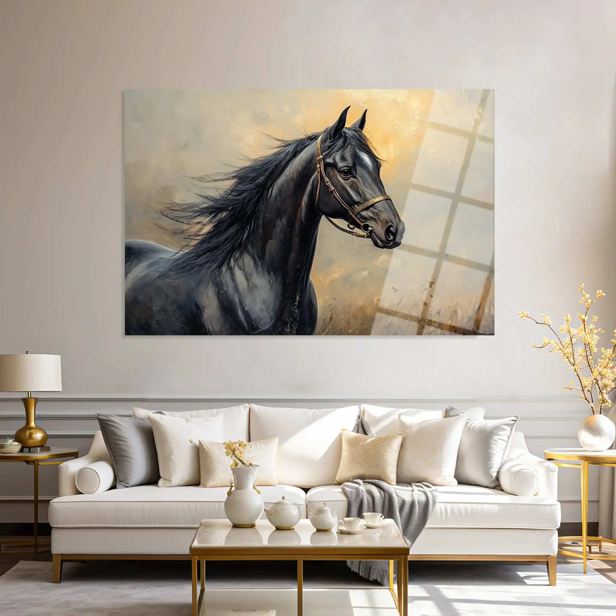 Horses Glass Wall Art GAD147-H 90 x 60 cm