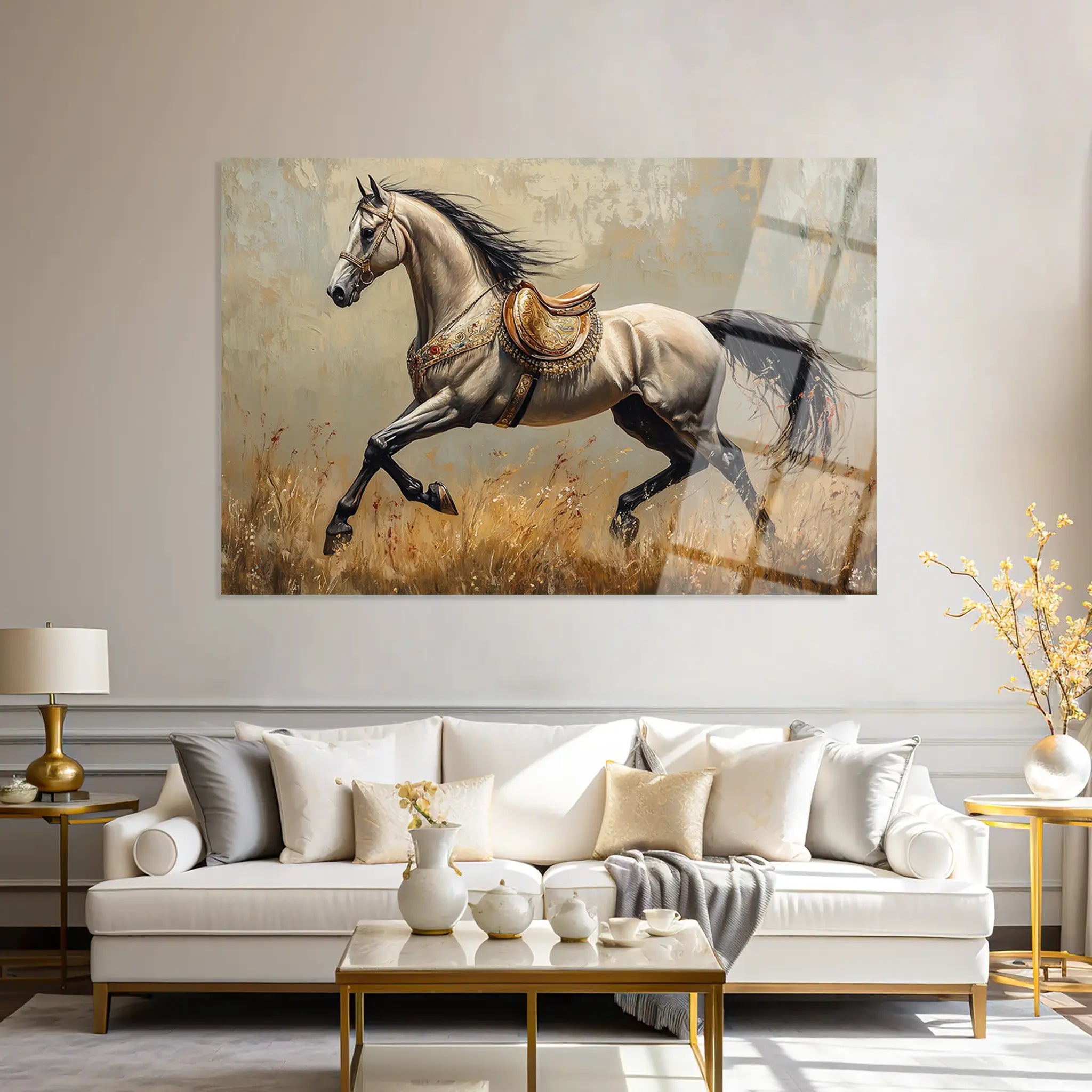 Horses Glass Wall Art GAD156-H 90 x 60 cm