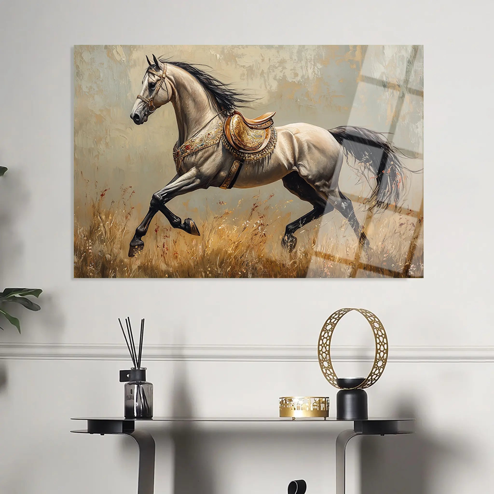 Horses Glass Wall Art GAD156-H 90 x 60 cm