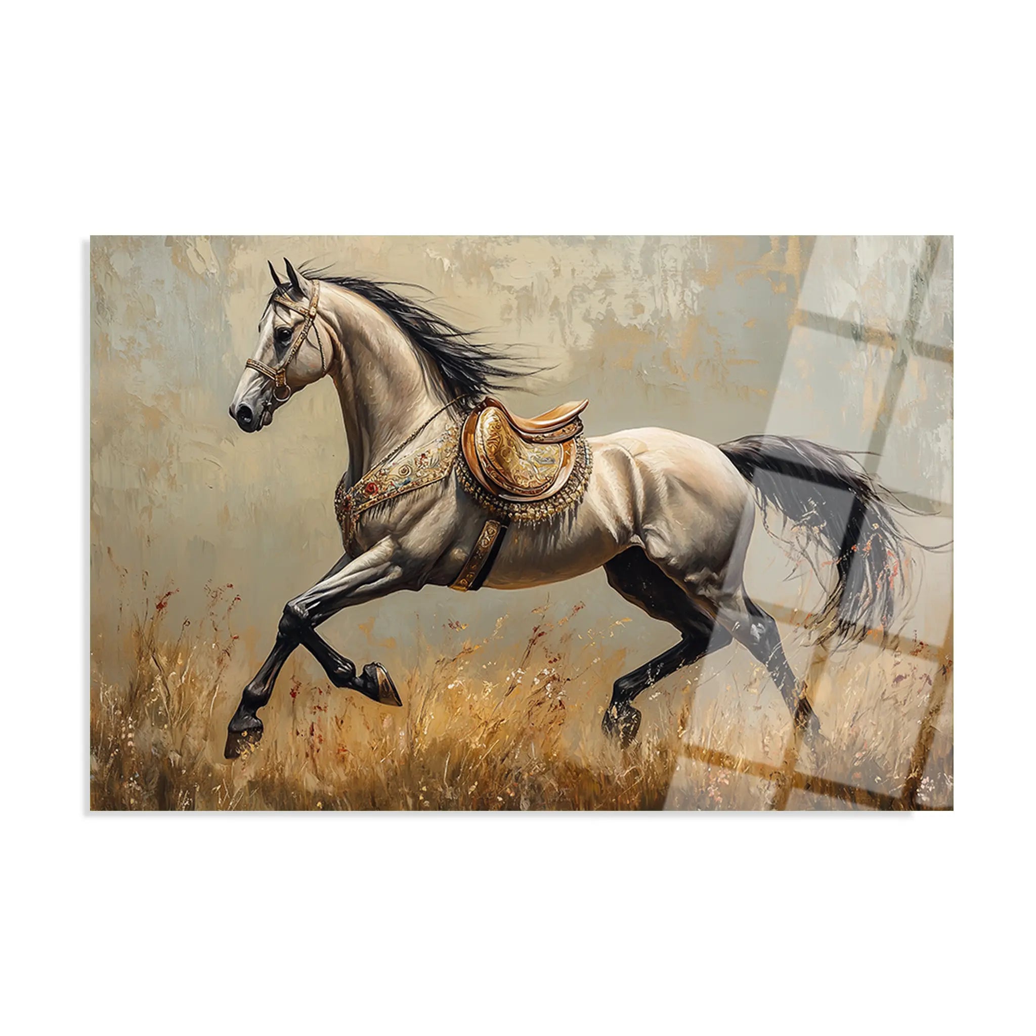 Horses Glass Wall Art GAD156-H 90 x 60 cm