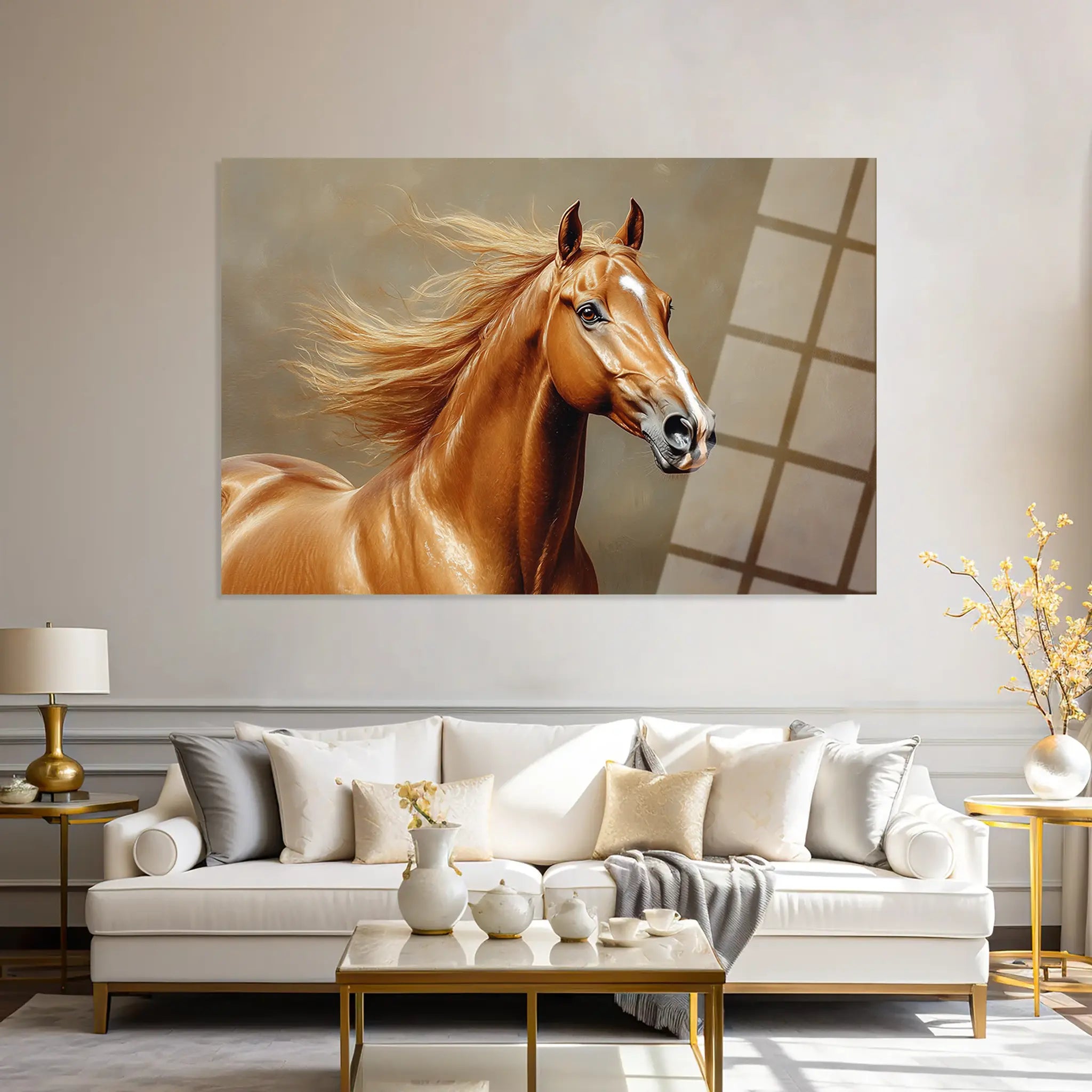 Horses Glass Wall Art GAD157-H 90 x 60 cm