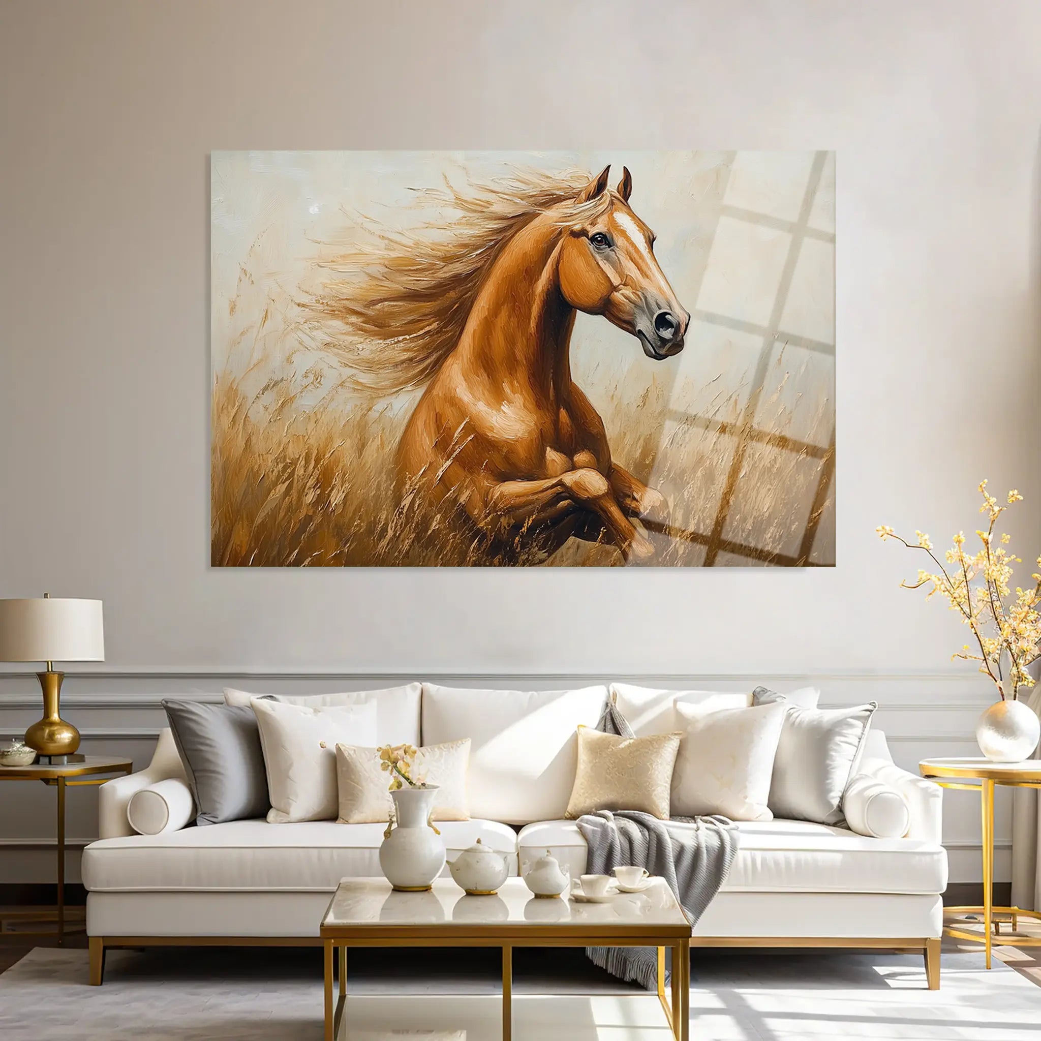 Horses Glass Wall Art GAD167-H 90 x 60 cm