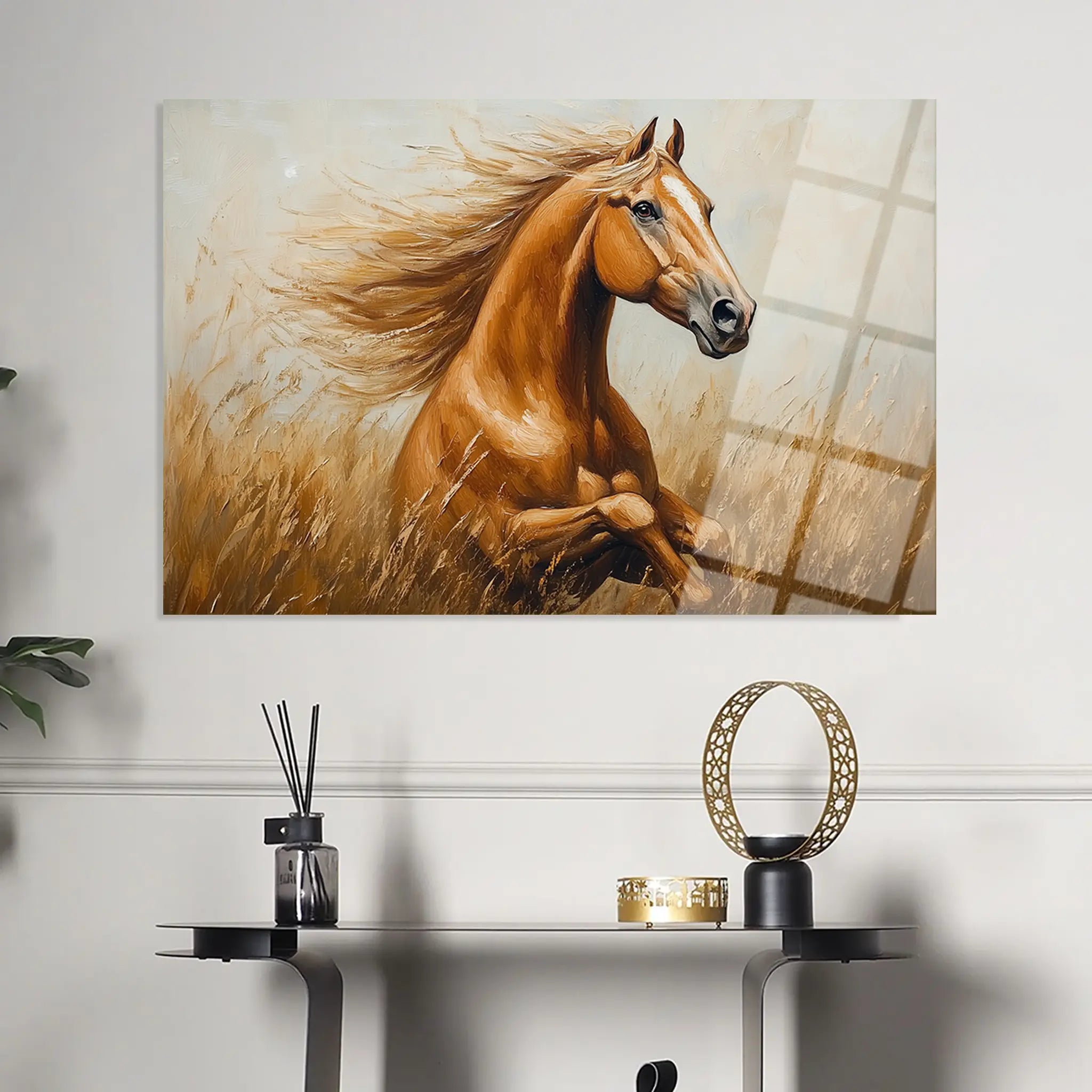 Horses Glass Wall Art GAD167-H 90 x 60 cm