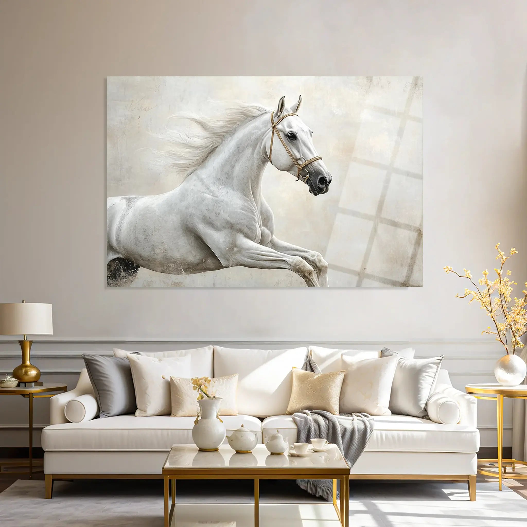 Horses Glass Wall Art GAD174-H 90 x 60 cm