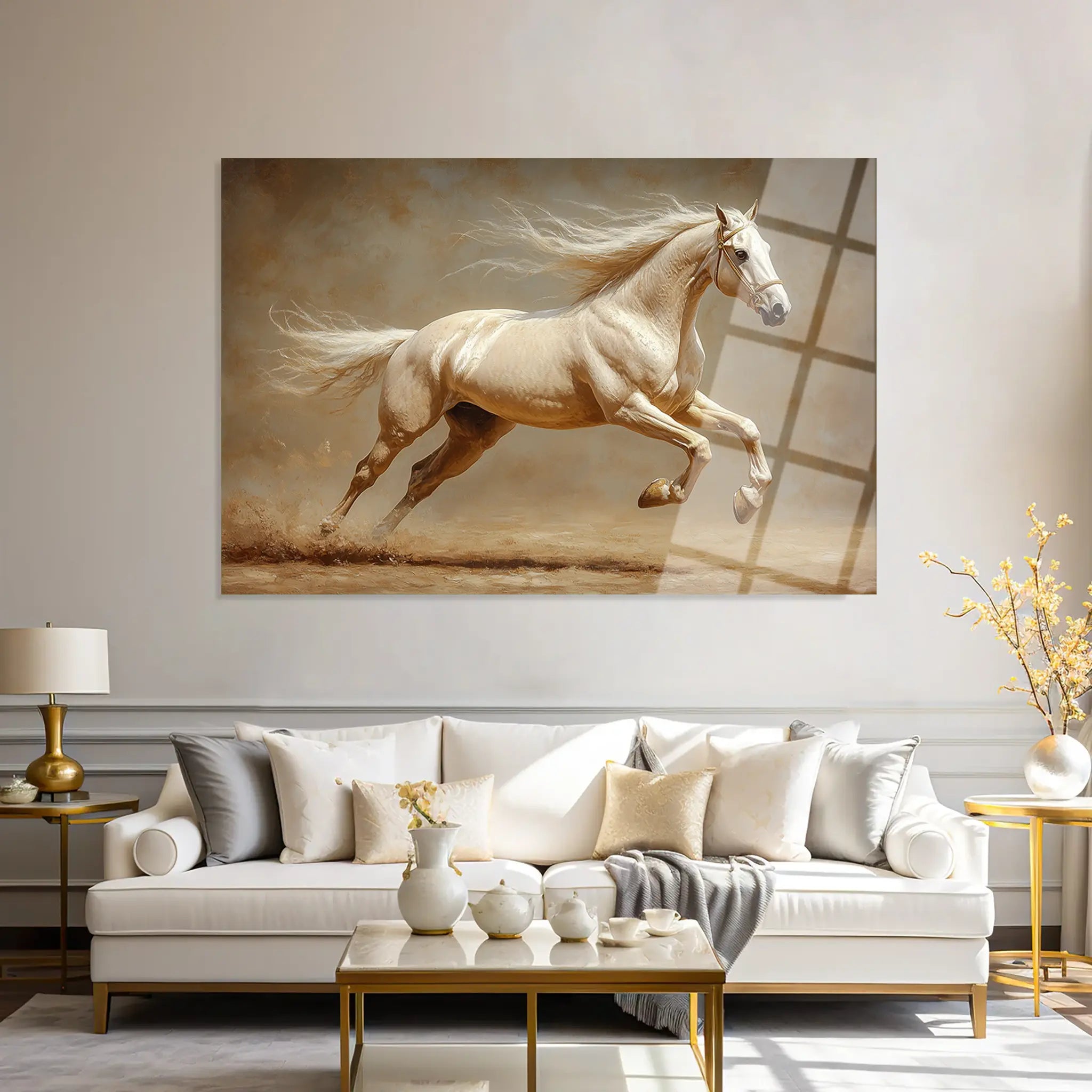 Horses Glass Wall Art GAD175-H 90 x 60 cm