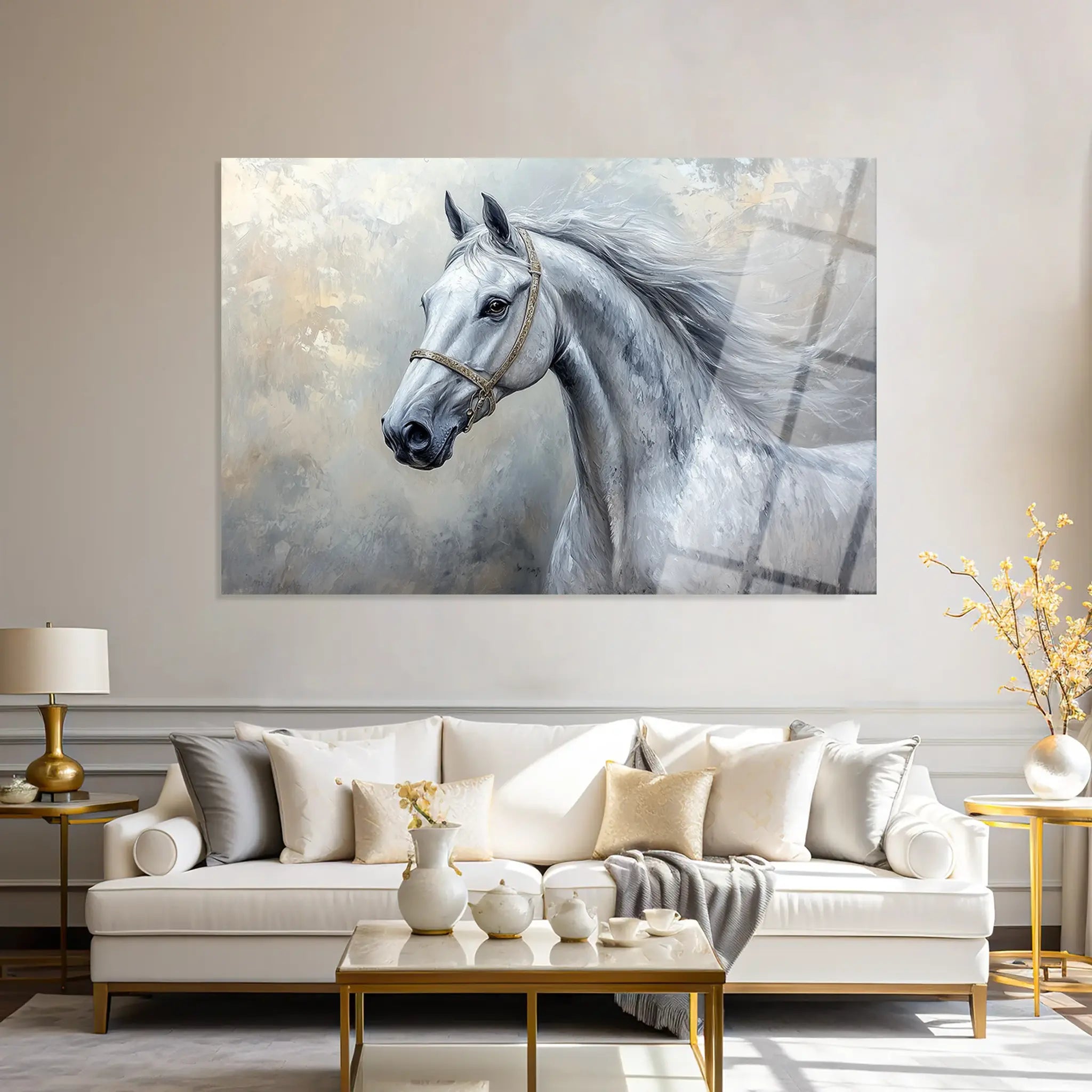 Horses Glass Wall Art GAD178-H 90 x 60 cm