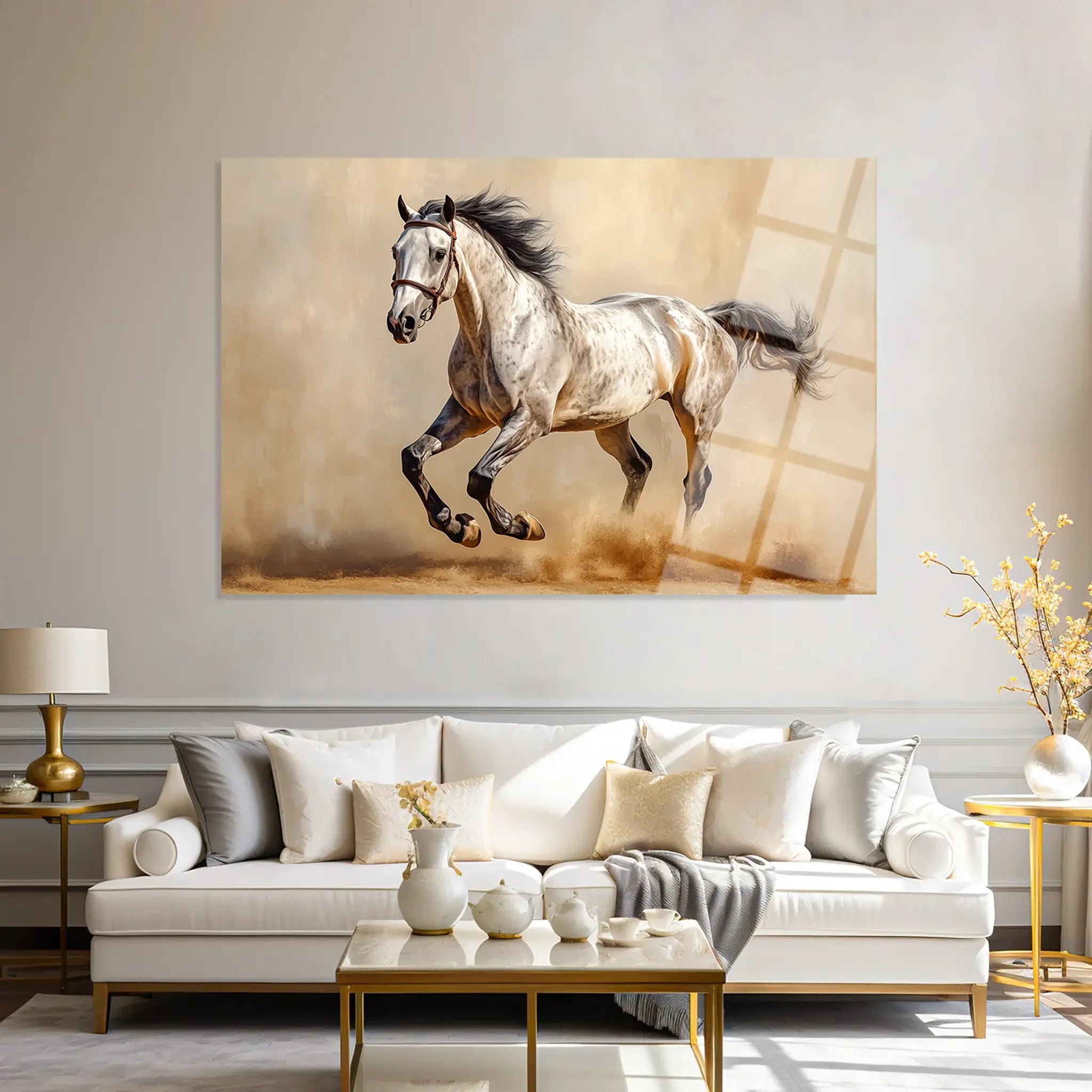 Horses Glass Wall Art GAD179-H 90 x 60 cm