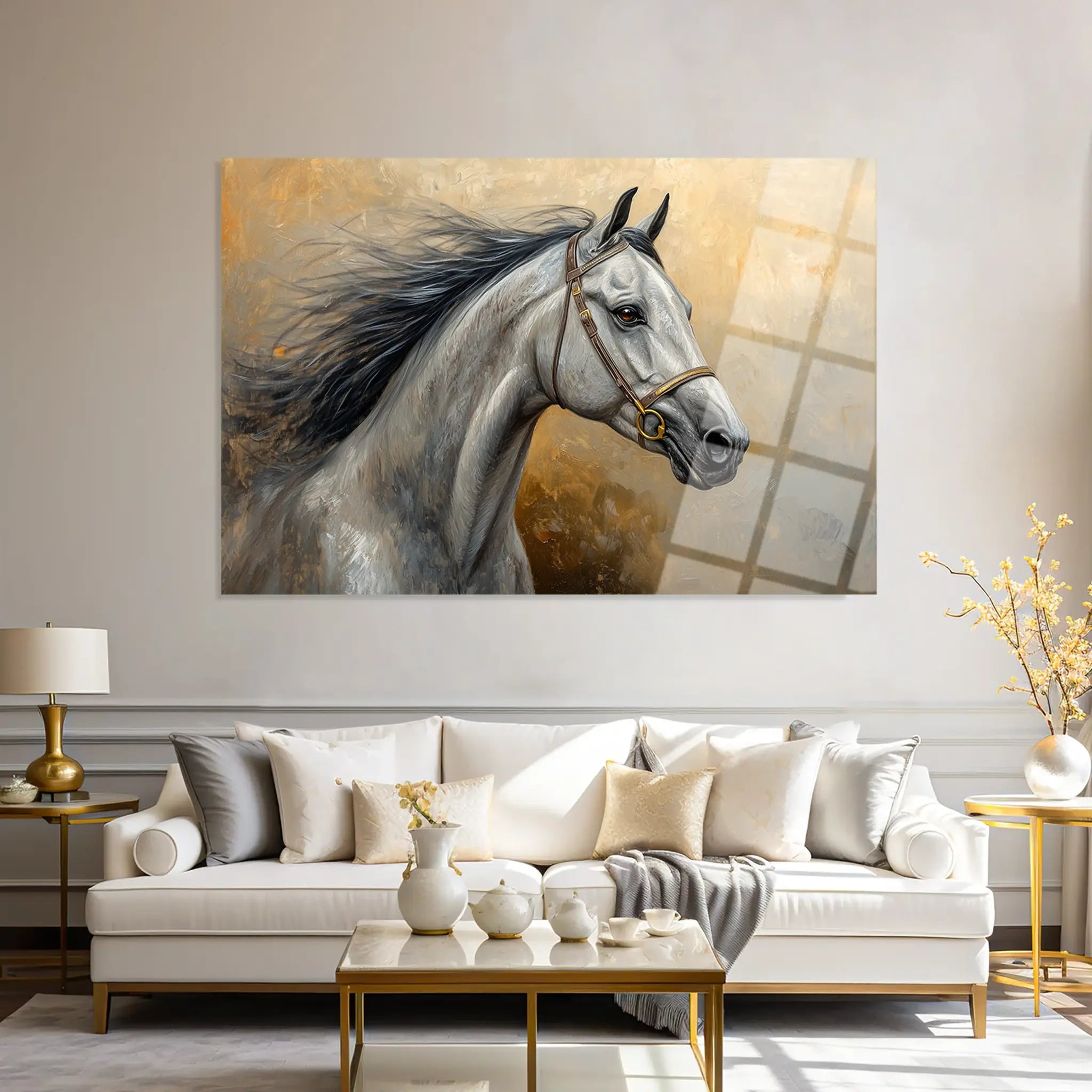 Horses Glass Wall Art GAD181-H 90 x 60 cm