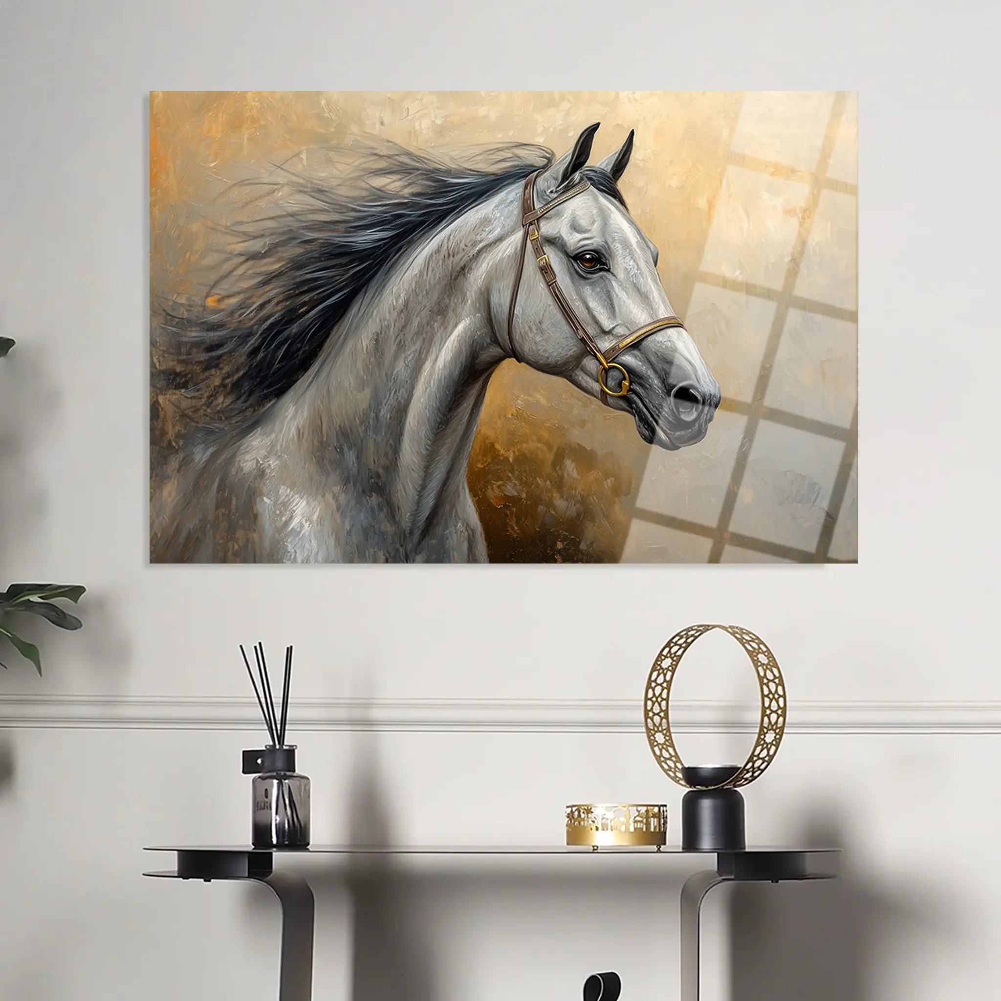Horses Glass Wall Art GAD181-H 90 x 60 cm