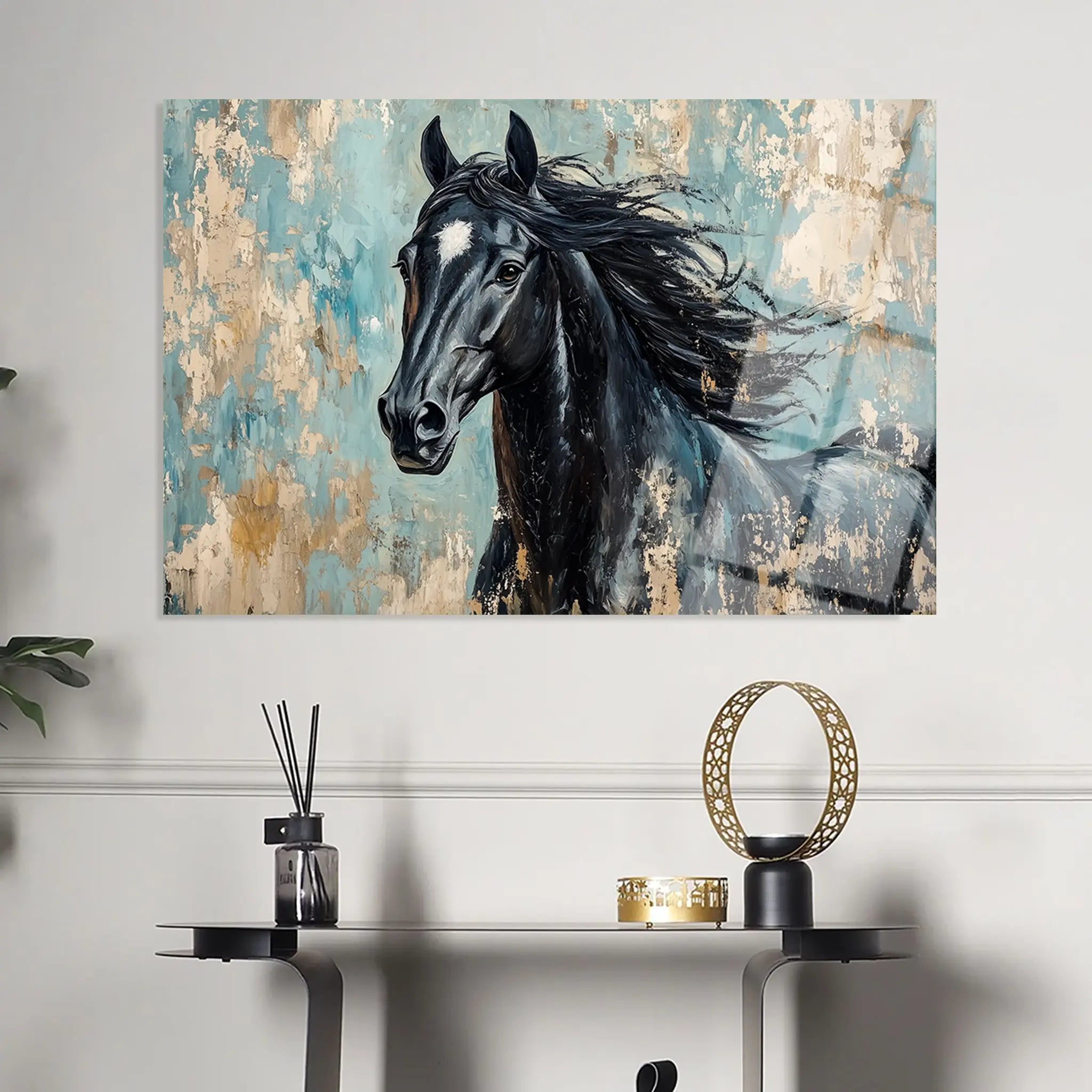 Horses Glass Wall Art GAD187-H 90 x 60 cm
