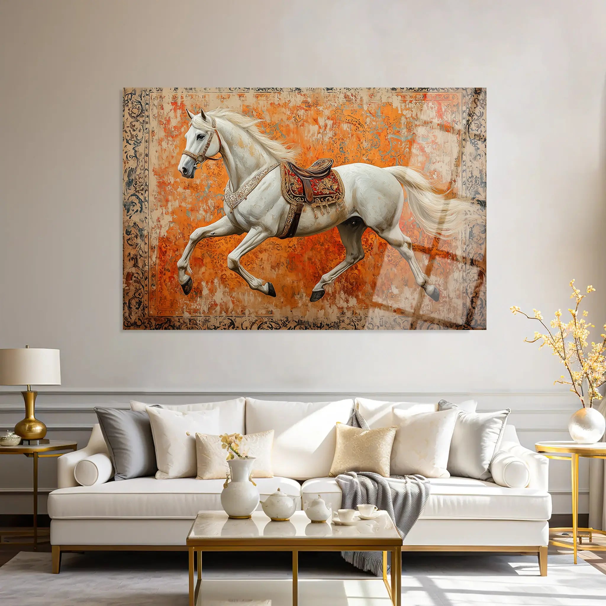 Horses Glass Wall Art GAD206-H 90 x 60 cm