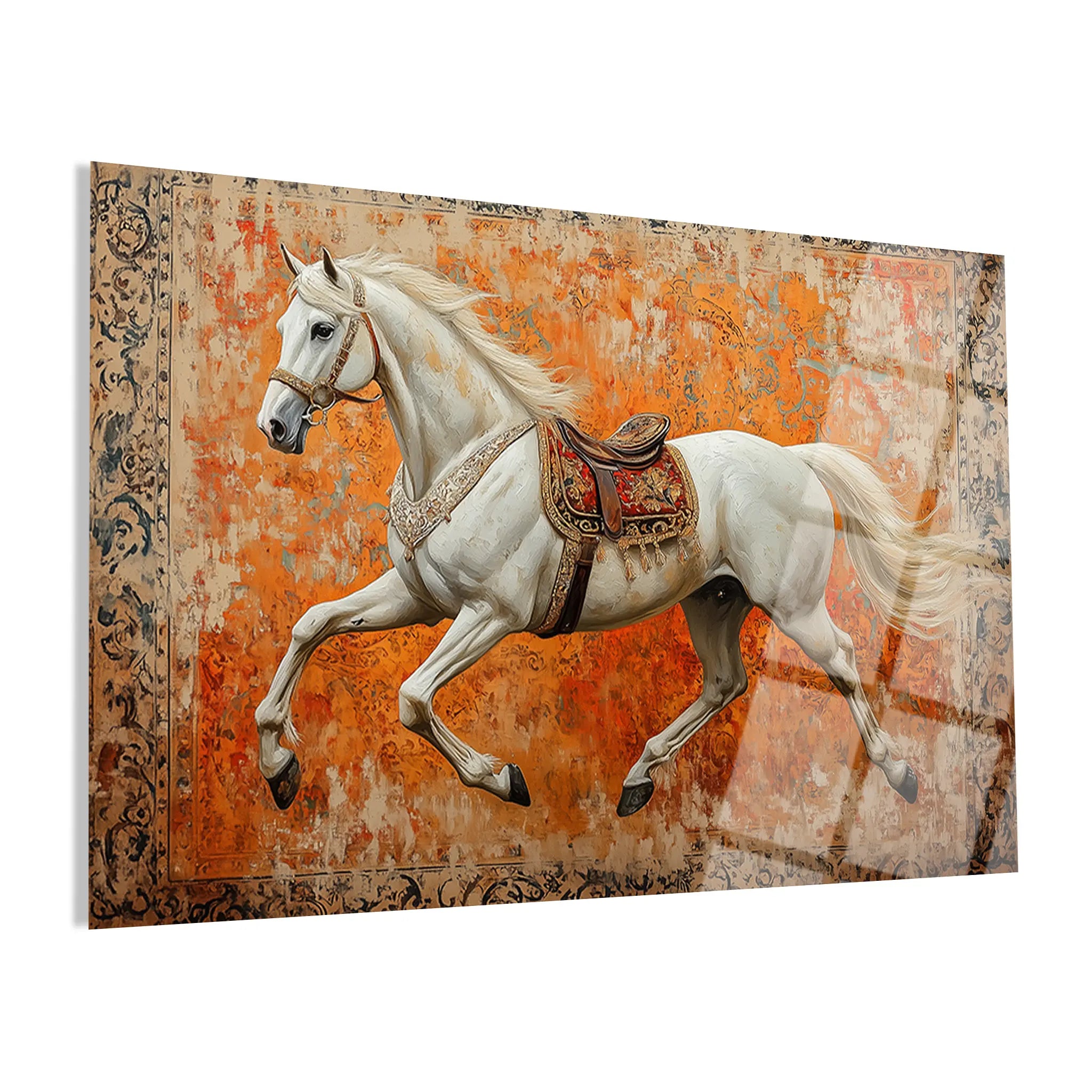 Horses Glass Wall Art GAD206-H 90 x 60 cm