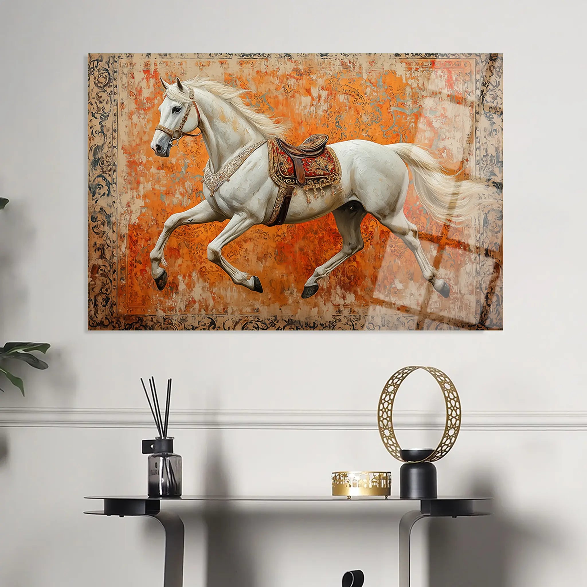 Horses Glass Wall Art GAD206-H 90 x 60 cm