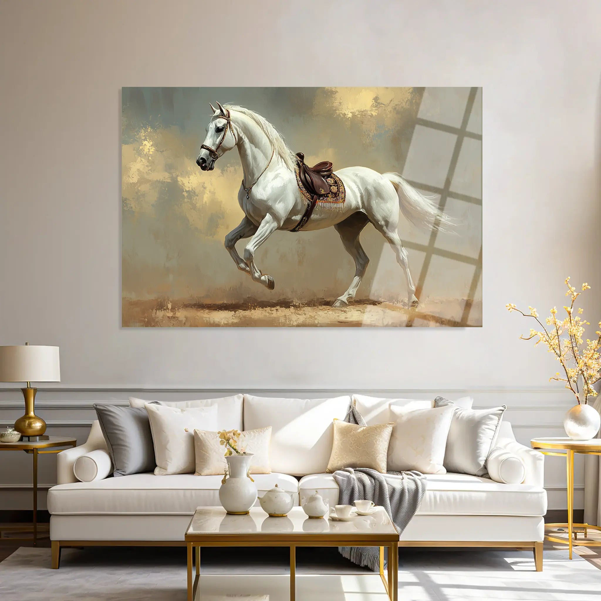 Horses Glass Wall Art GAD215-H 90 x 60 cm