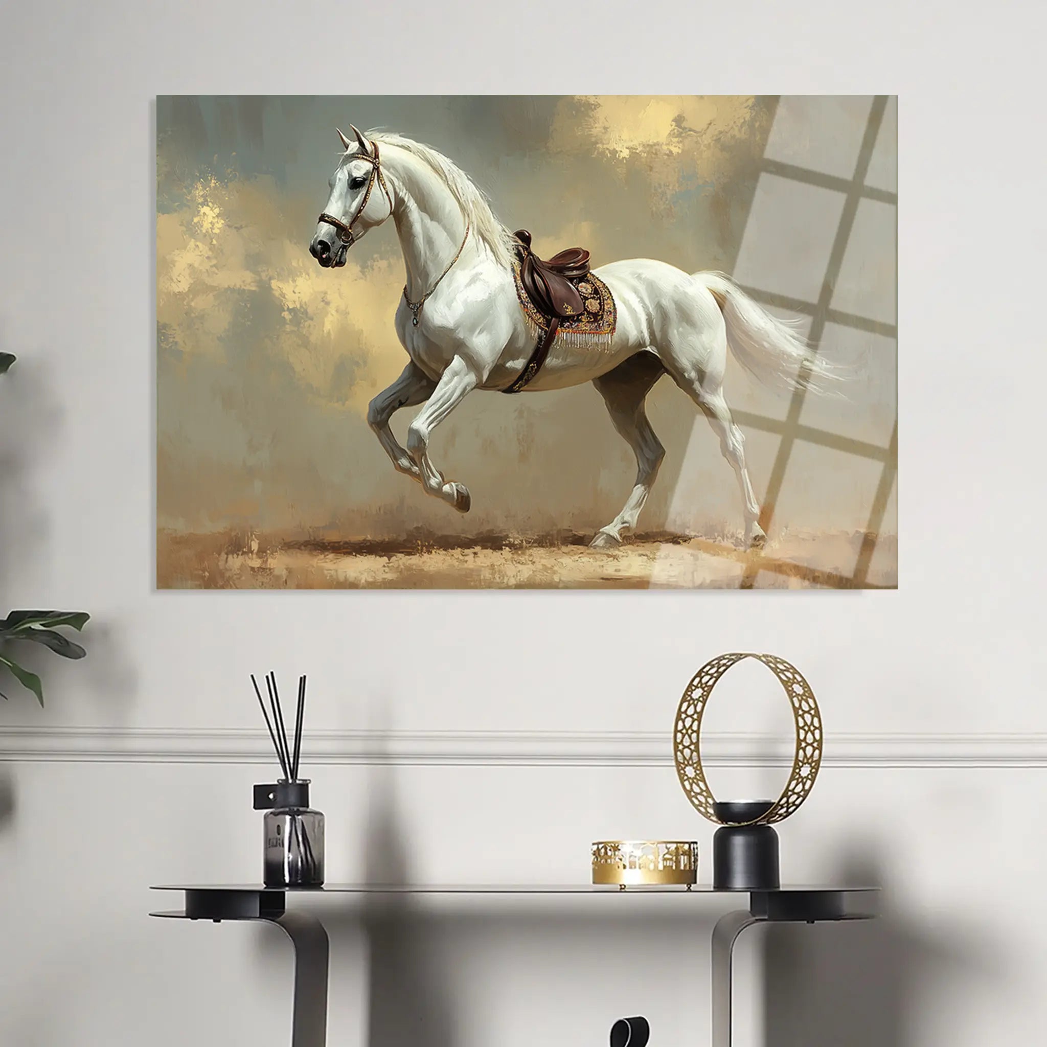 Horses Glass Wall Art GAD215-H 90 x 60 cm
