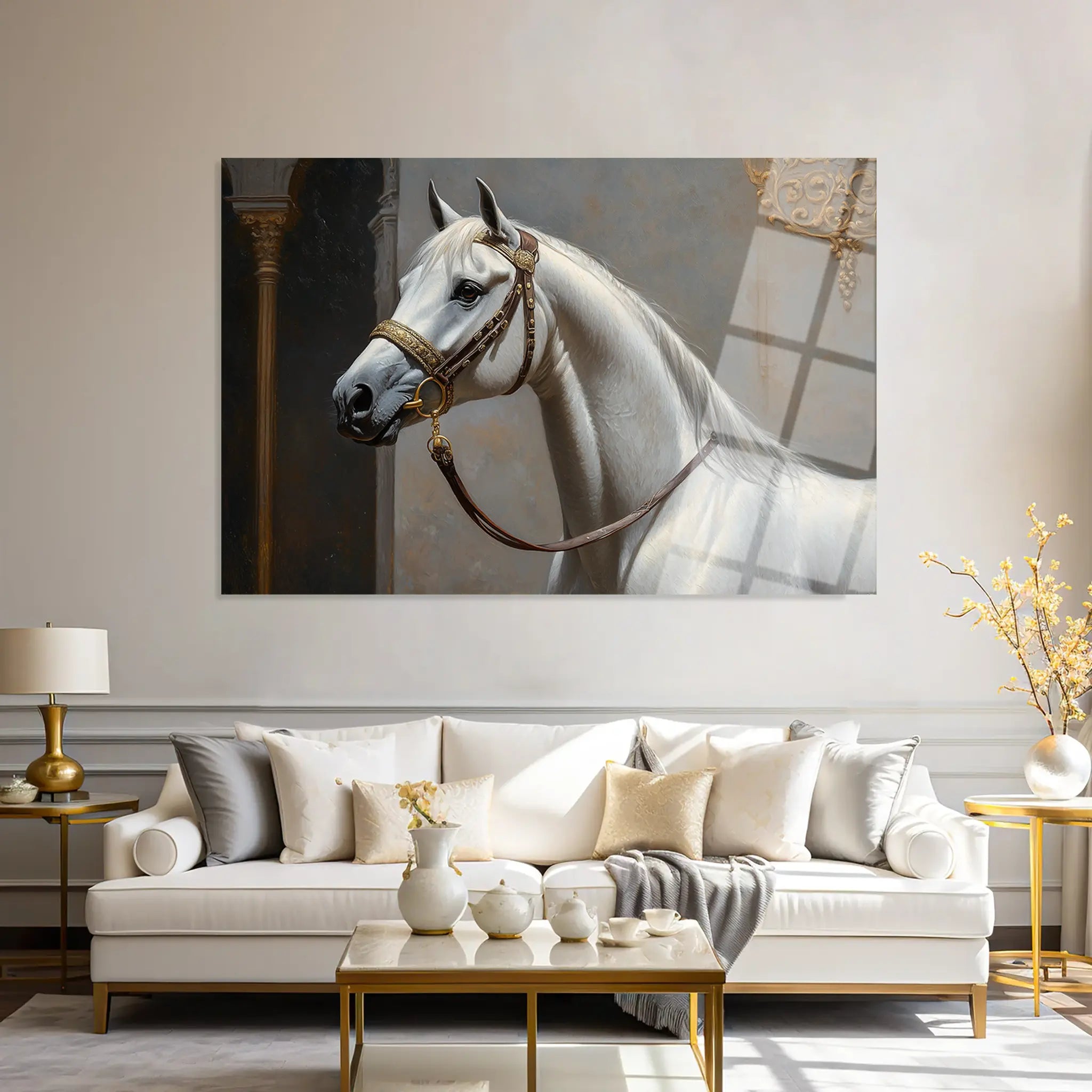Horses Glass Wall Art GAD220-H 90 x 60 cm