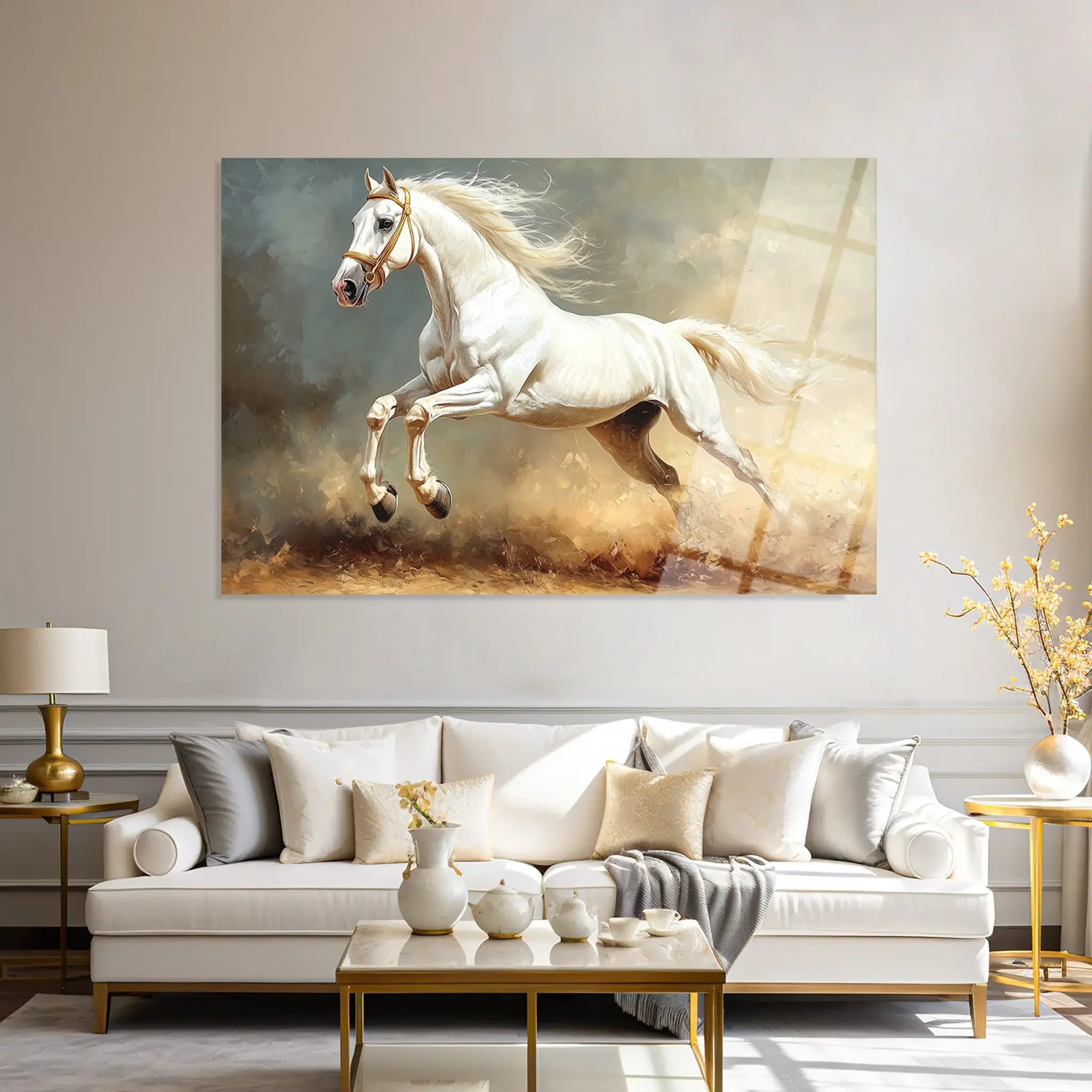 Horses Glass Wall Art GAD222-H 90 x 60 cm